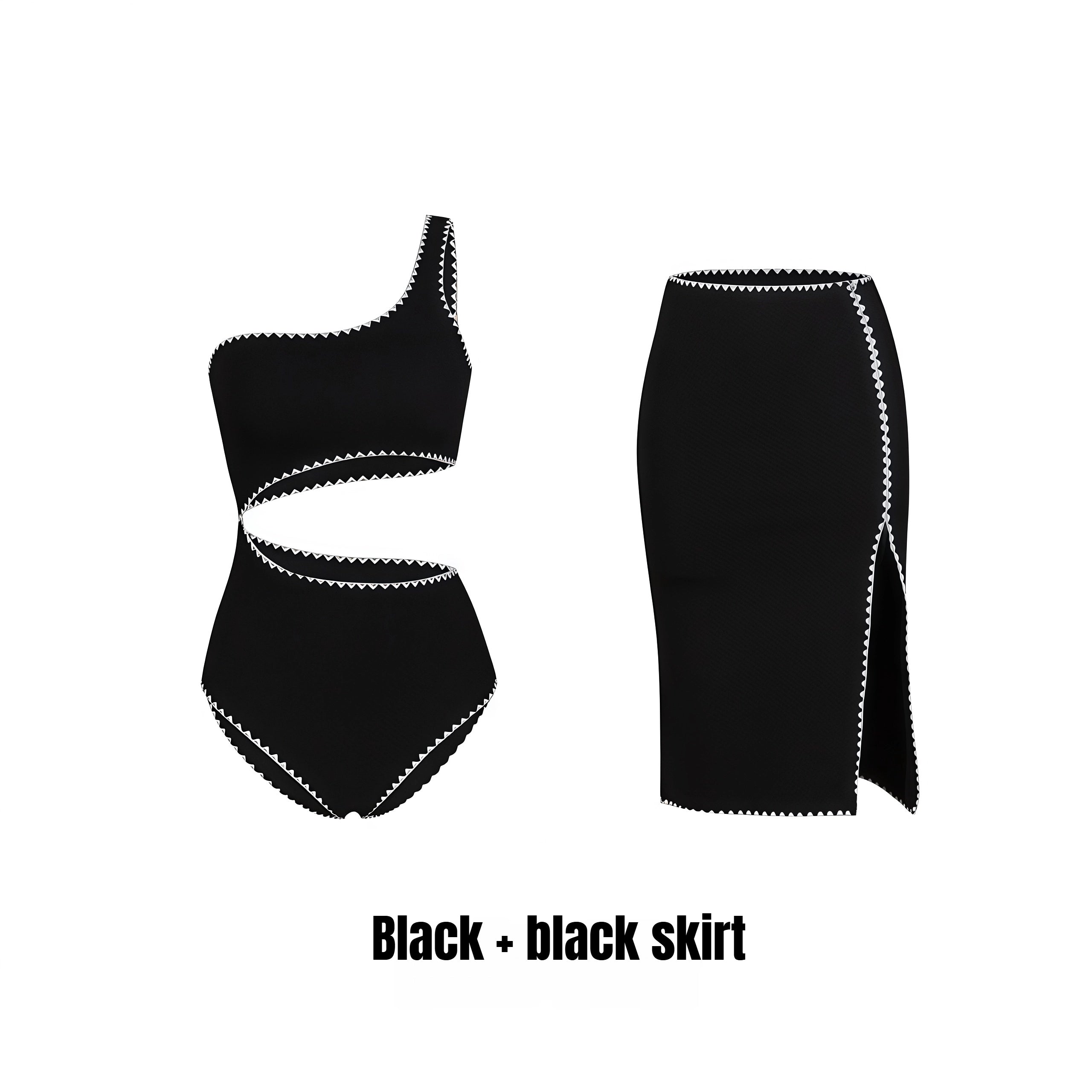 Black One-Shoulder Swimsuit image 5