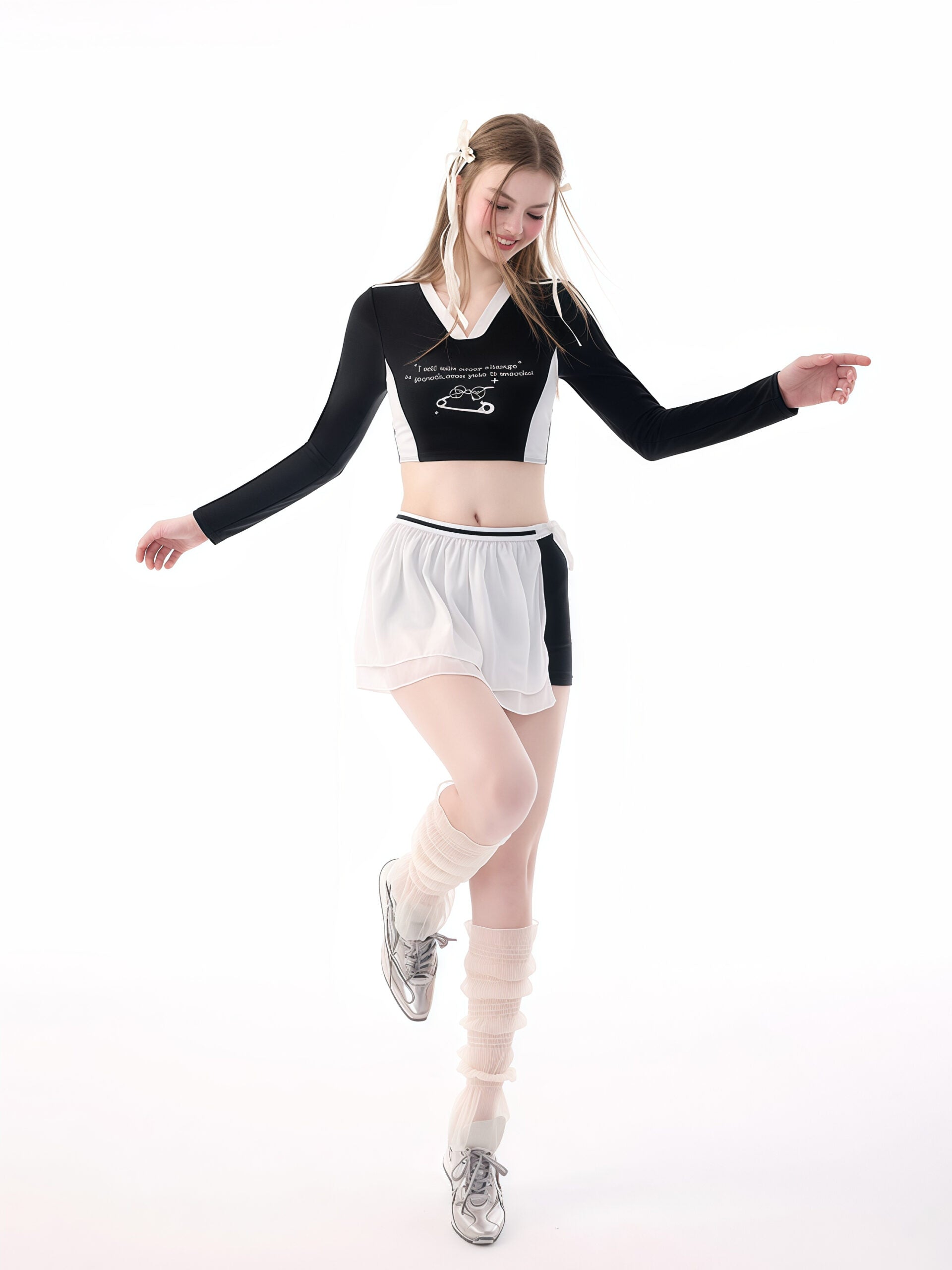 Black and White Sporty Two-Piece Set image 1