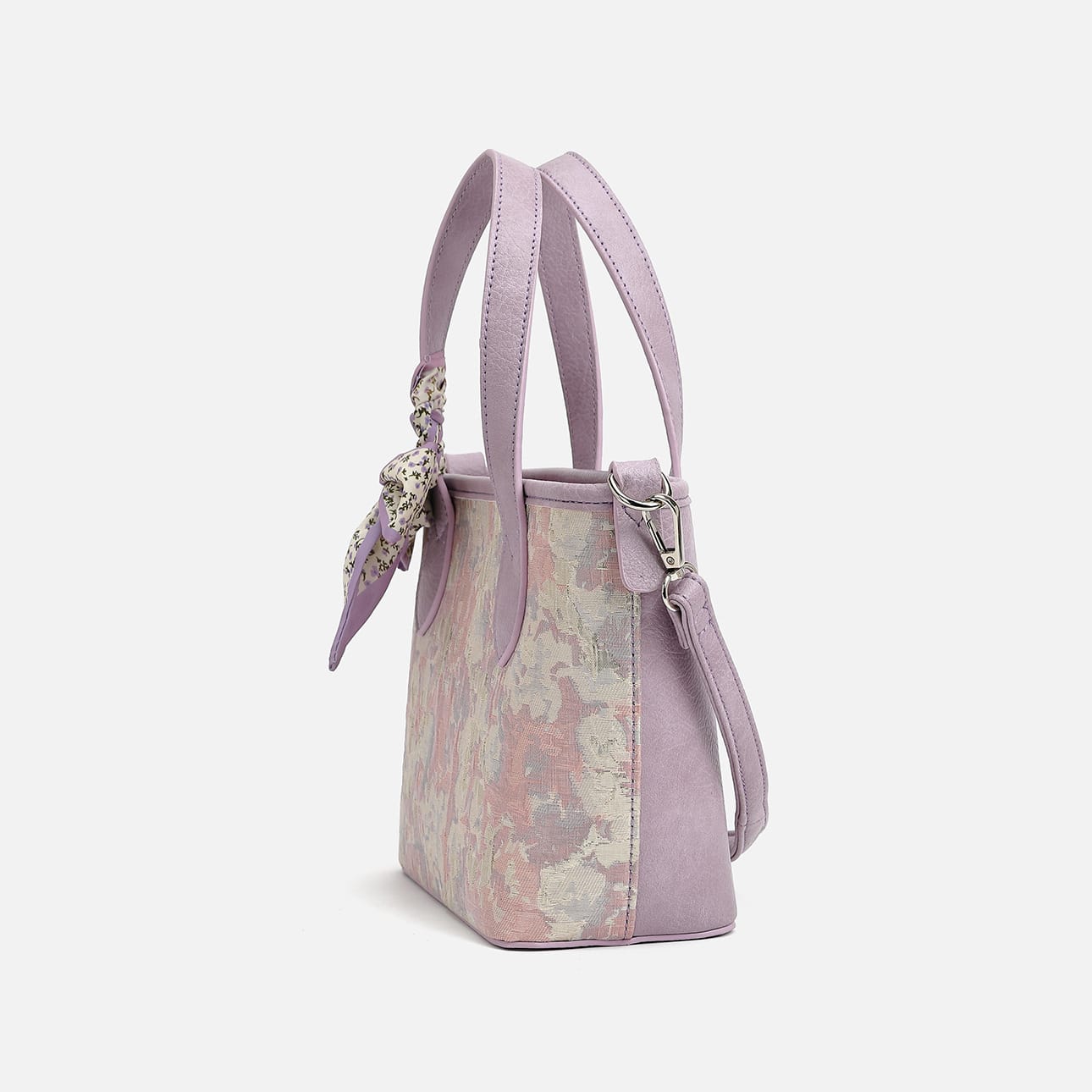 Purple Floral Tote Bag with Bow image 4