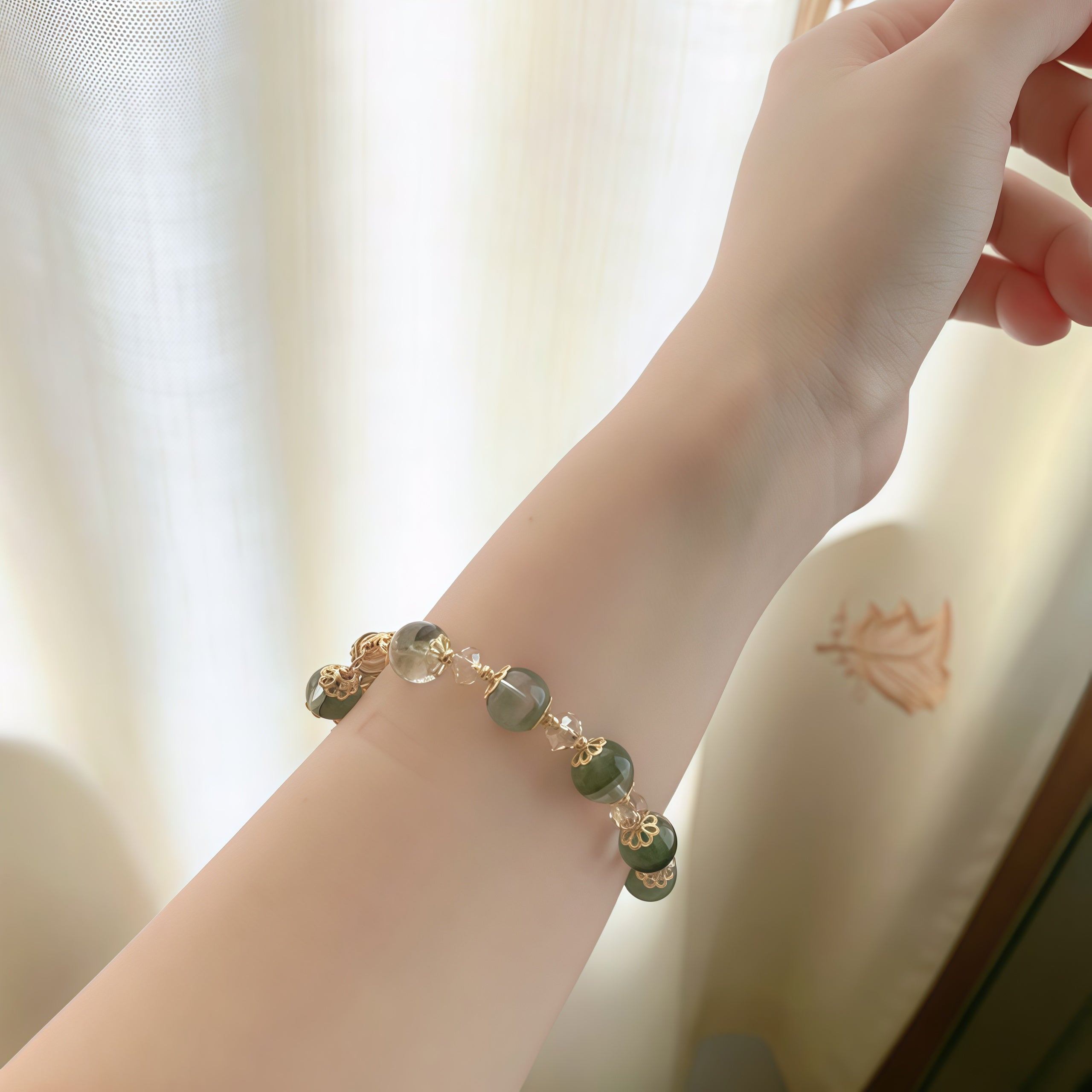 Green Ghost Transparent Snowflake Bracelet