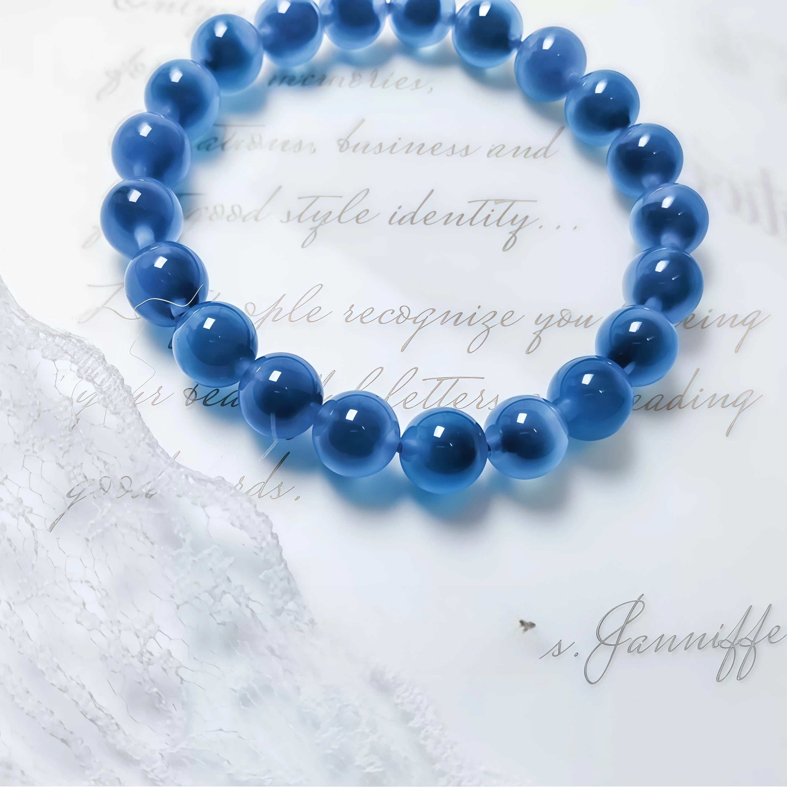 Blue Semi-transparent agate bracelet