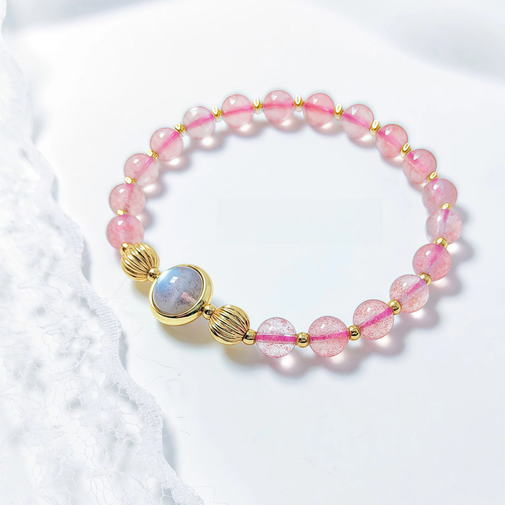 Moonstone strawberry crystal bracelet