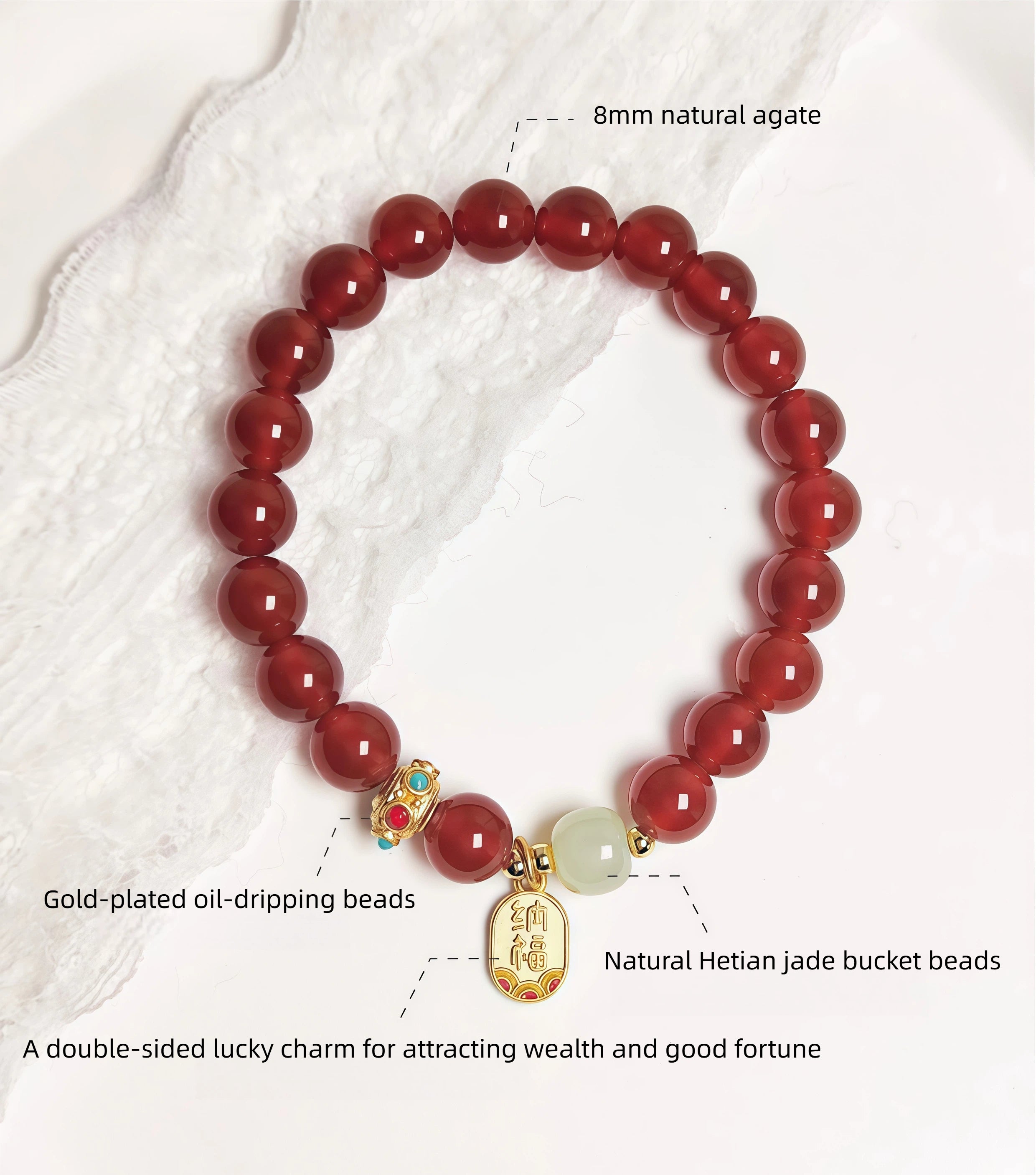 Natural red agate lucky bracelet