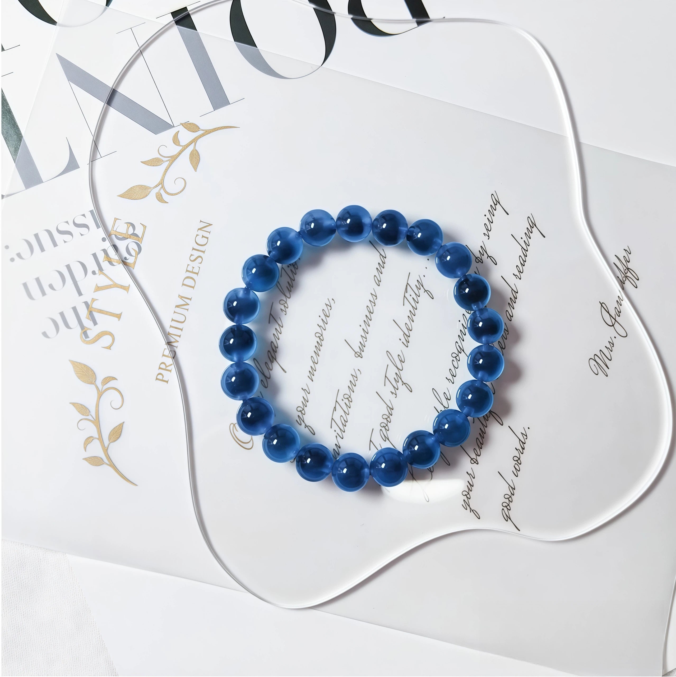Blue Semi-transparent agate bracelet