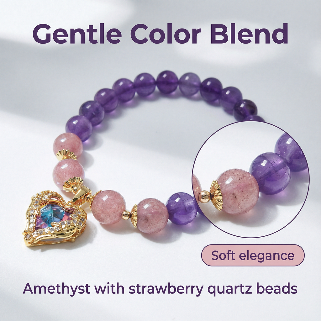 Amethyst - Ocean Heart Bracelet
