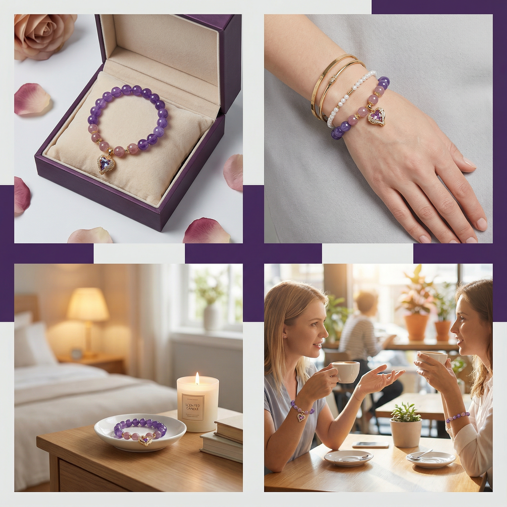 Amethyst - Ocean Heart Bracelet