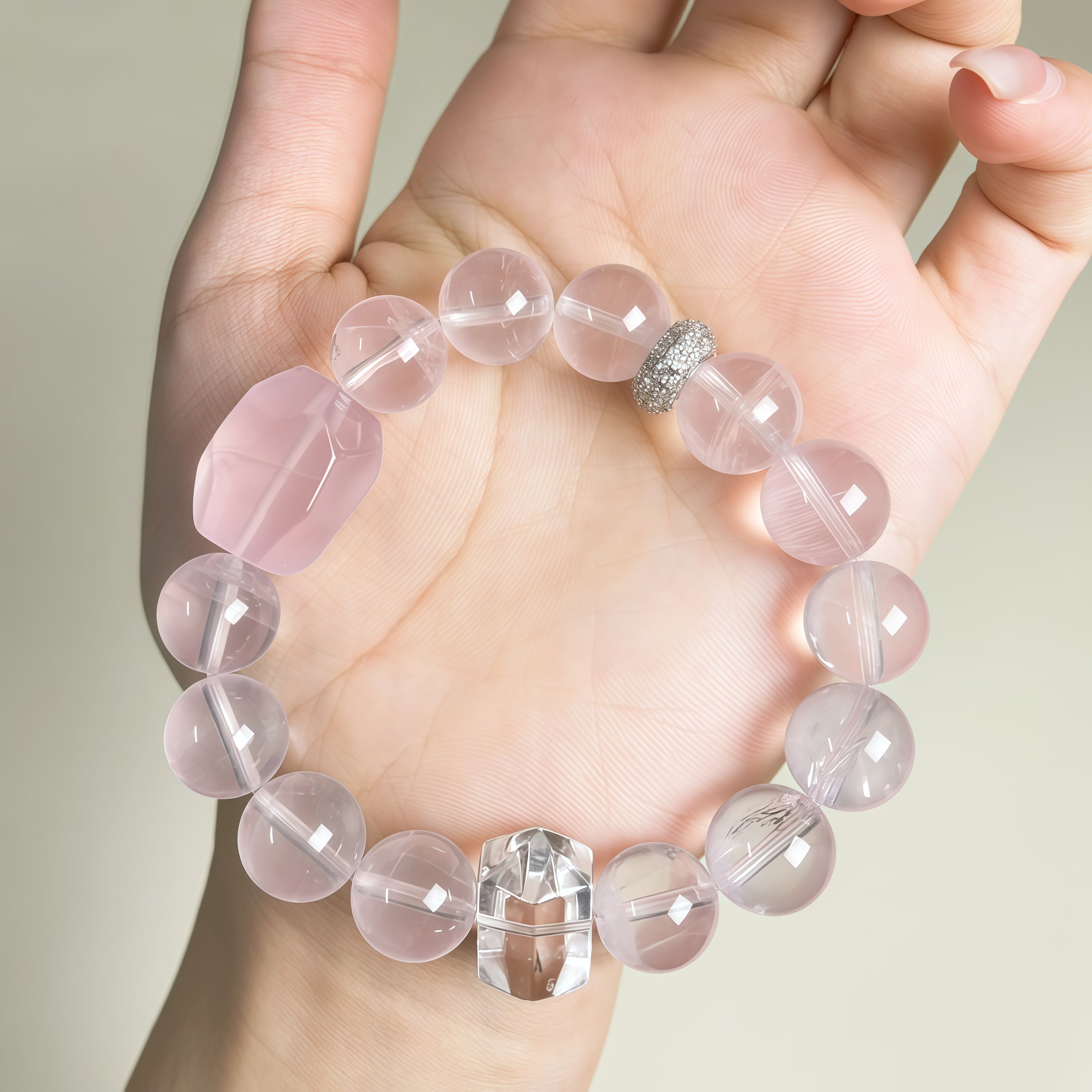 Pure natural pink crystal bracelet