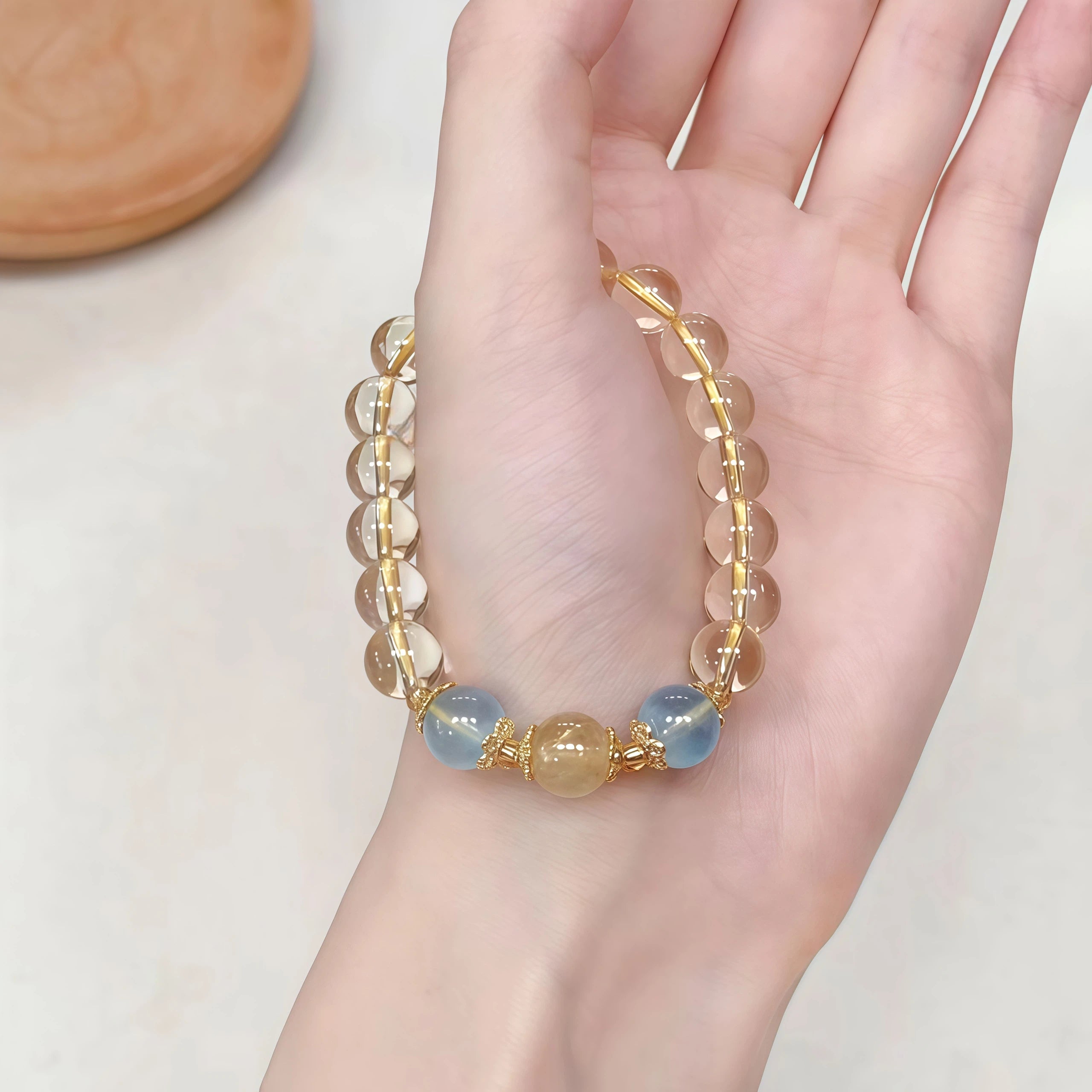 Golden Clarity Crystal Bracelet