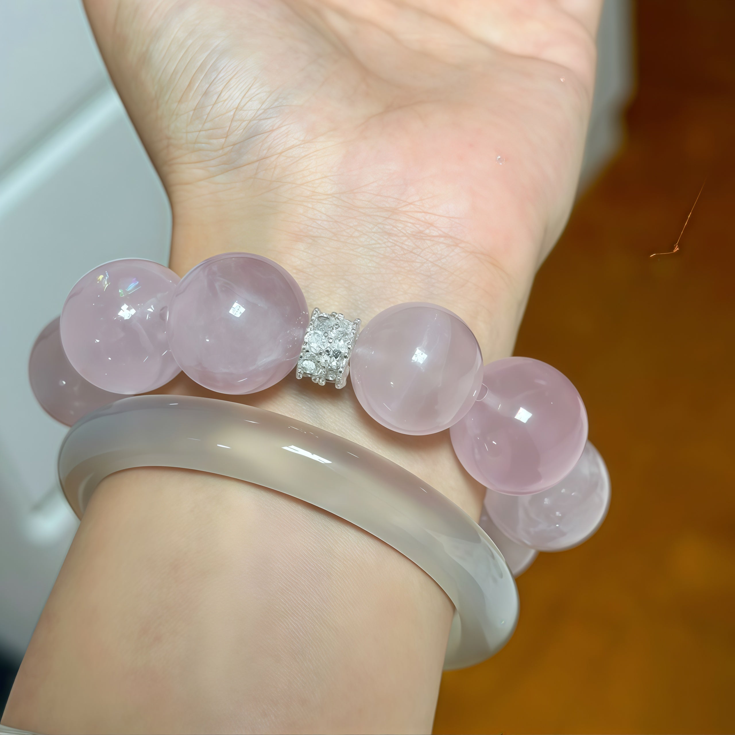 Natural Rose Quartz Crystal Bracelet