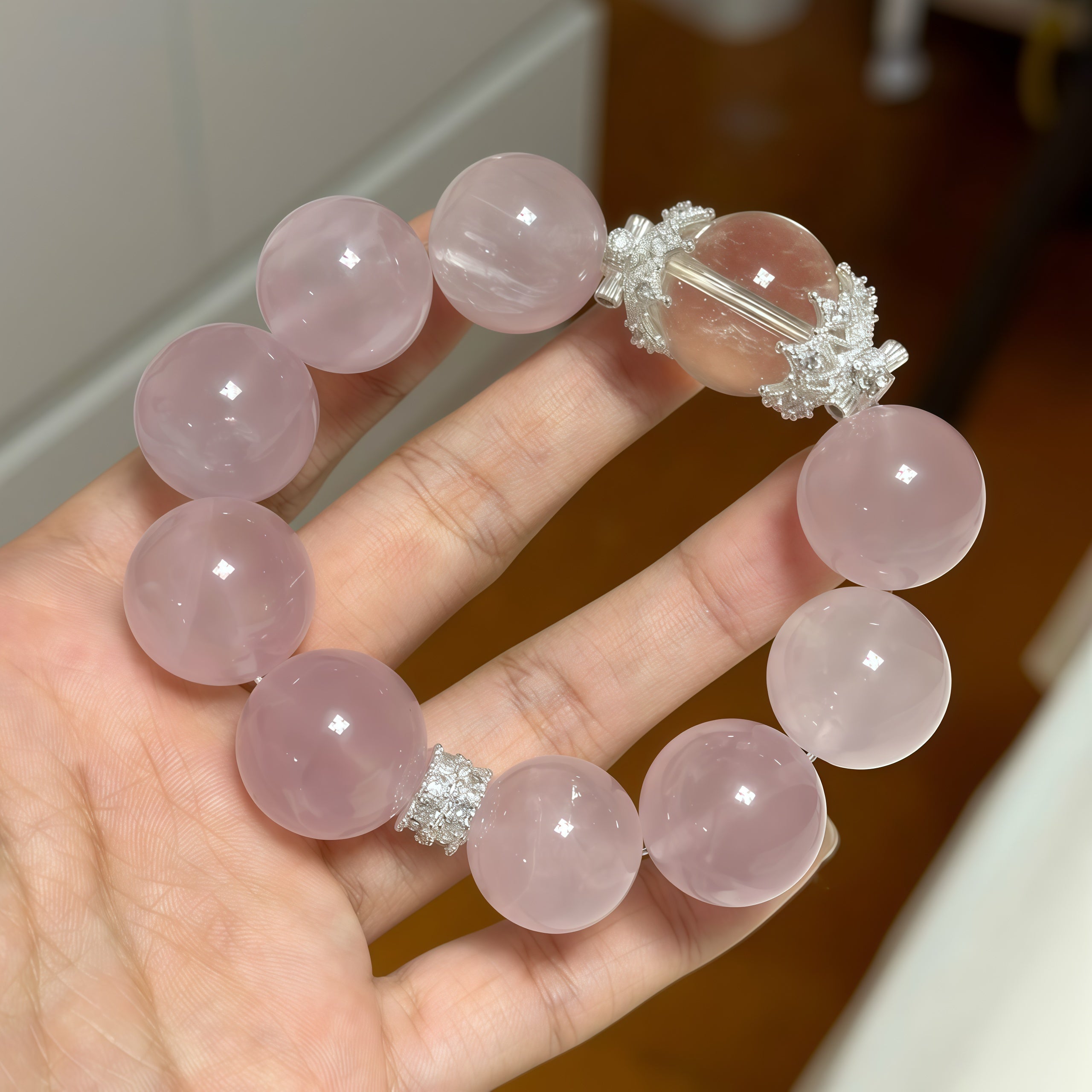 Natural Rose Quartz Crystal Bracelet