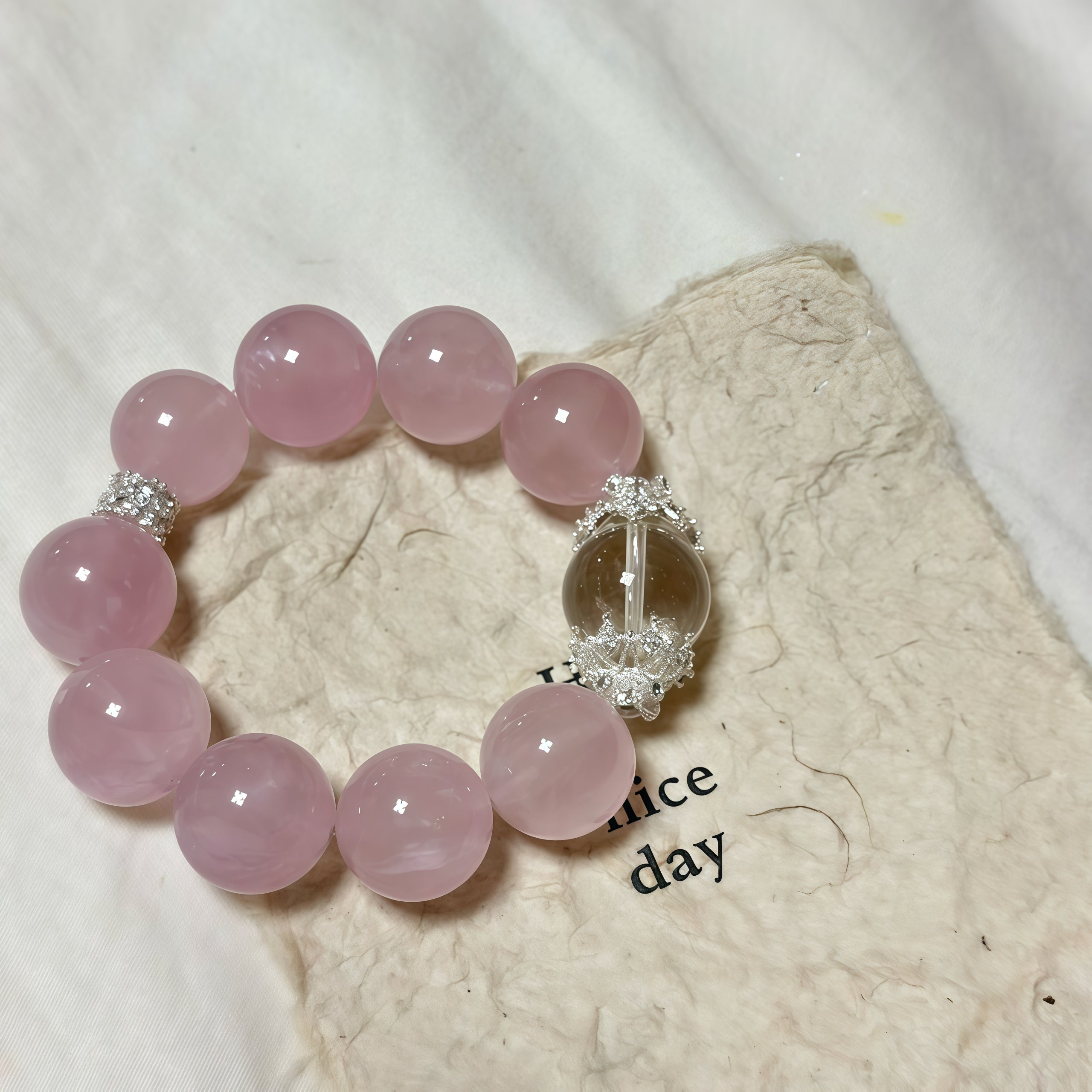 Natural Rose Quartz Crystal Bracelet