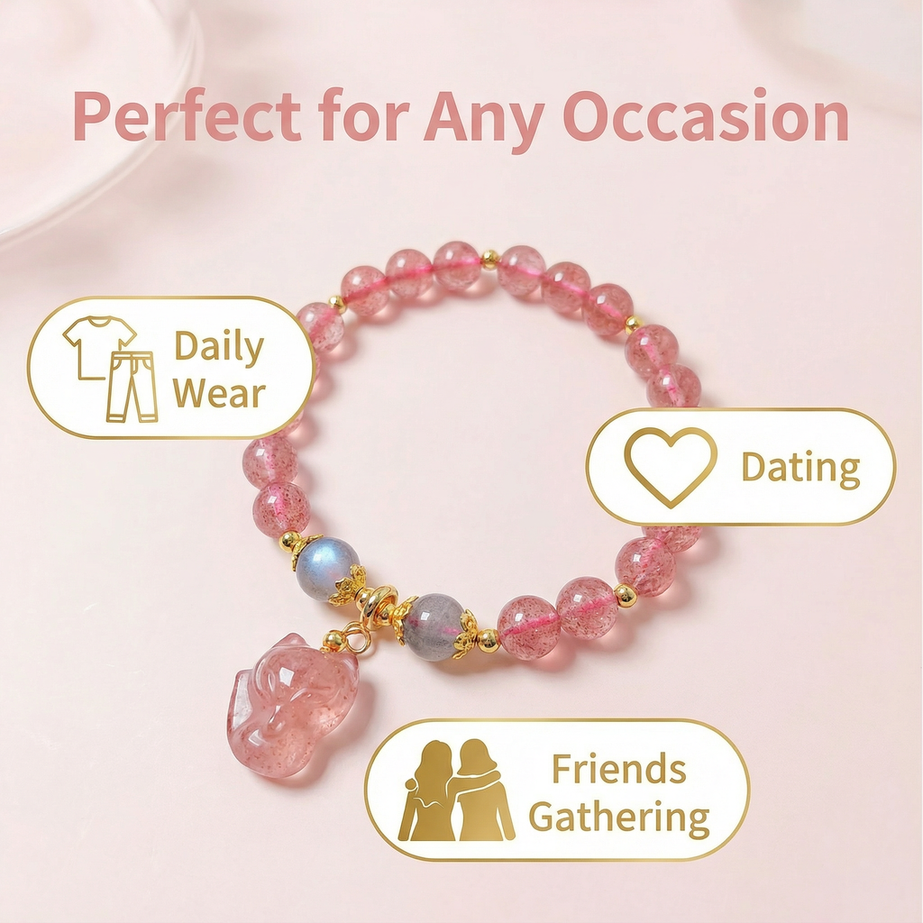 Strawberry Crystal Fox Hand Chain