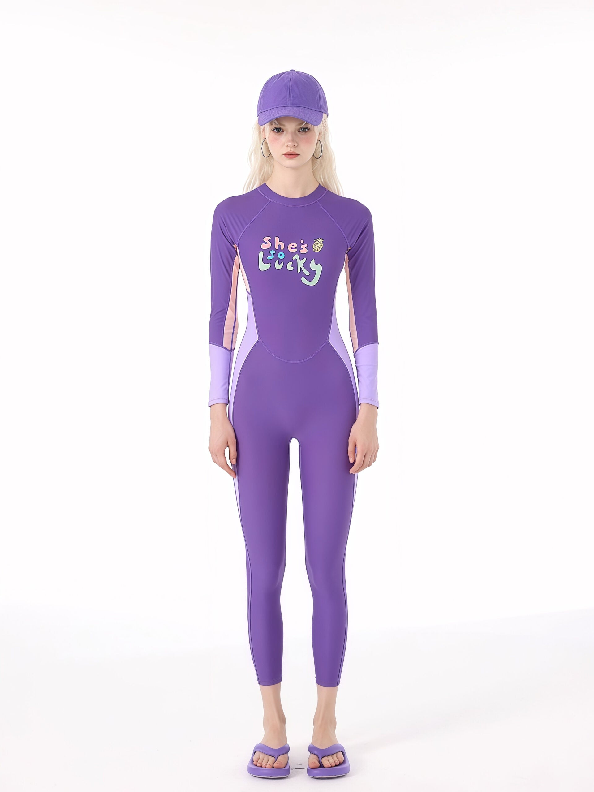 Purple Wetsuit with 'She's So Lucky' Graphic image 0