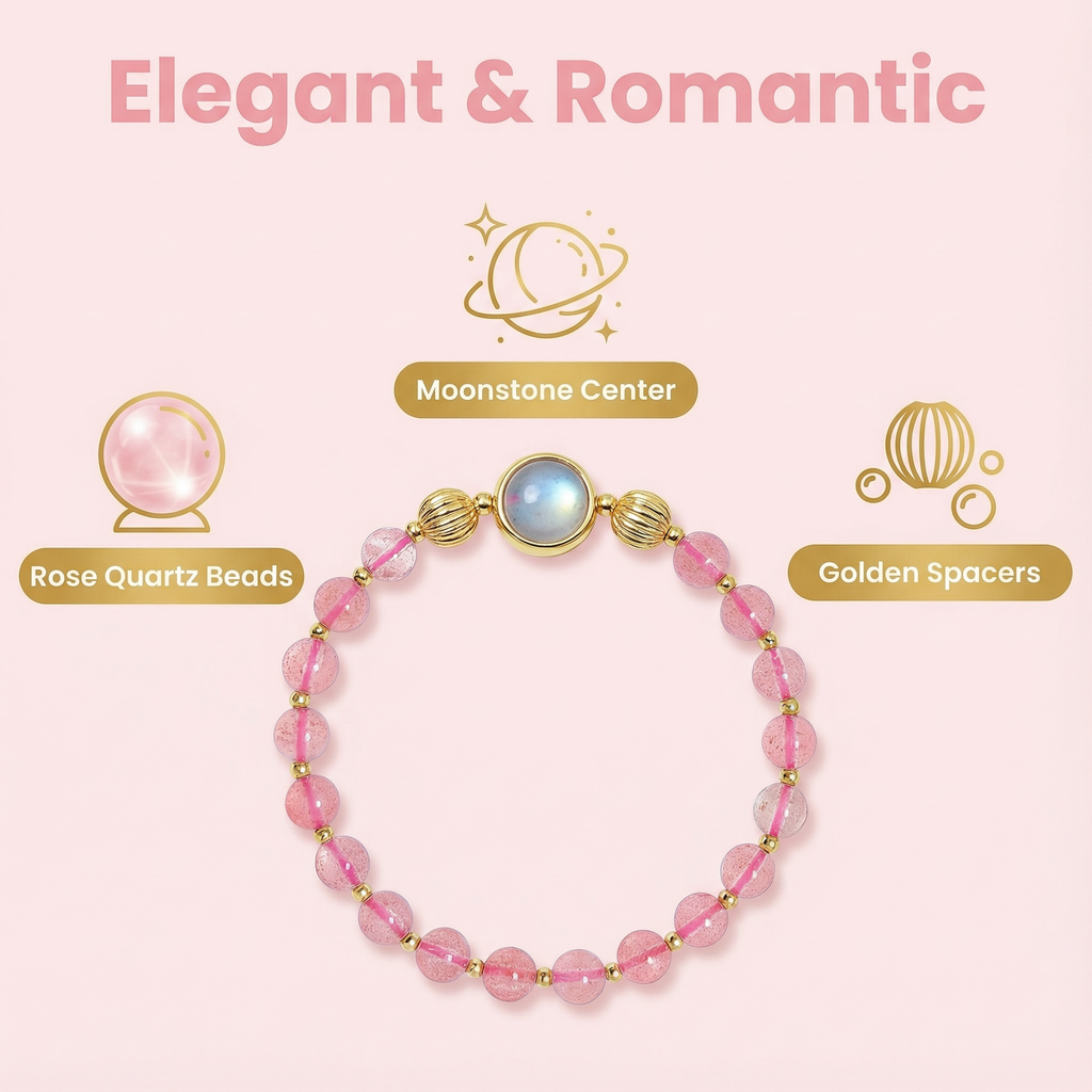 Moonstone strawberry crystal bracelet