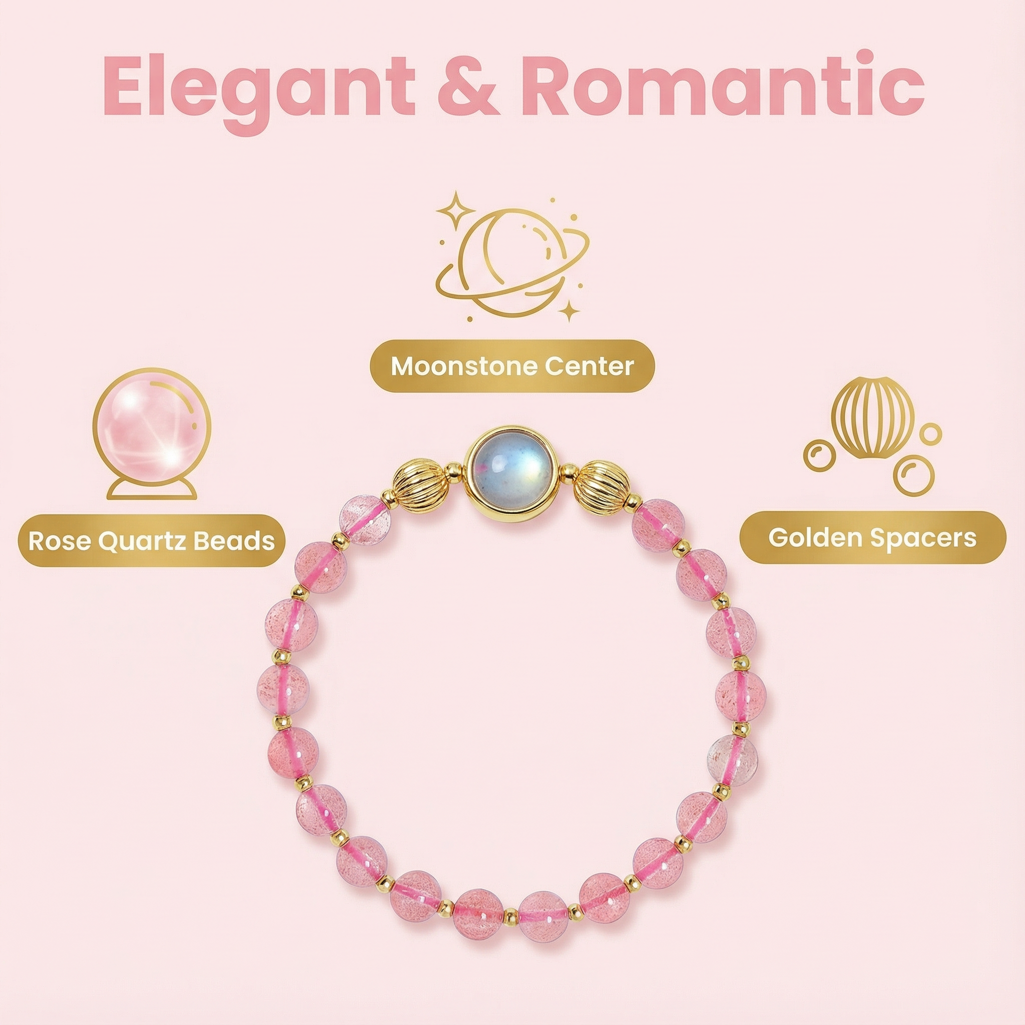 Moonstone strawberry crystal bracelet