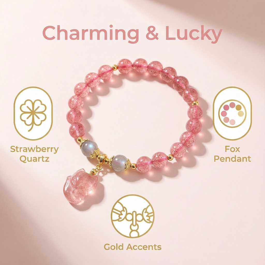 Strawberry Crystal Fox Hand Chain