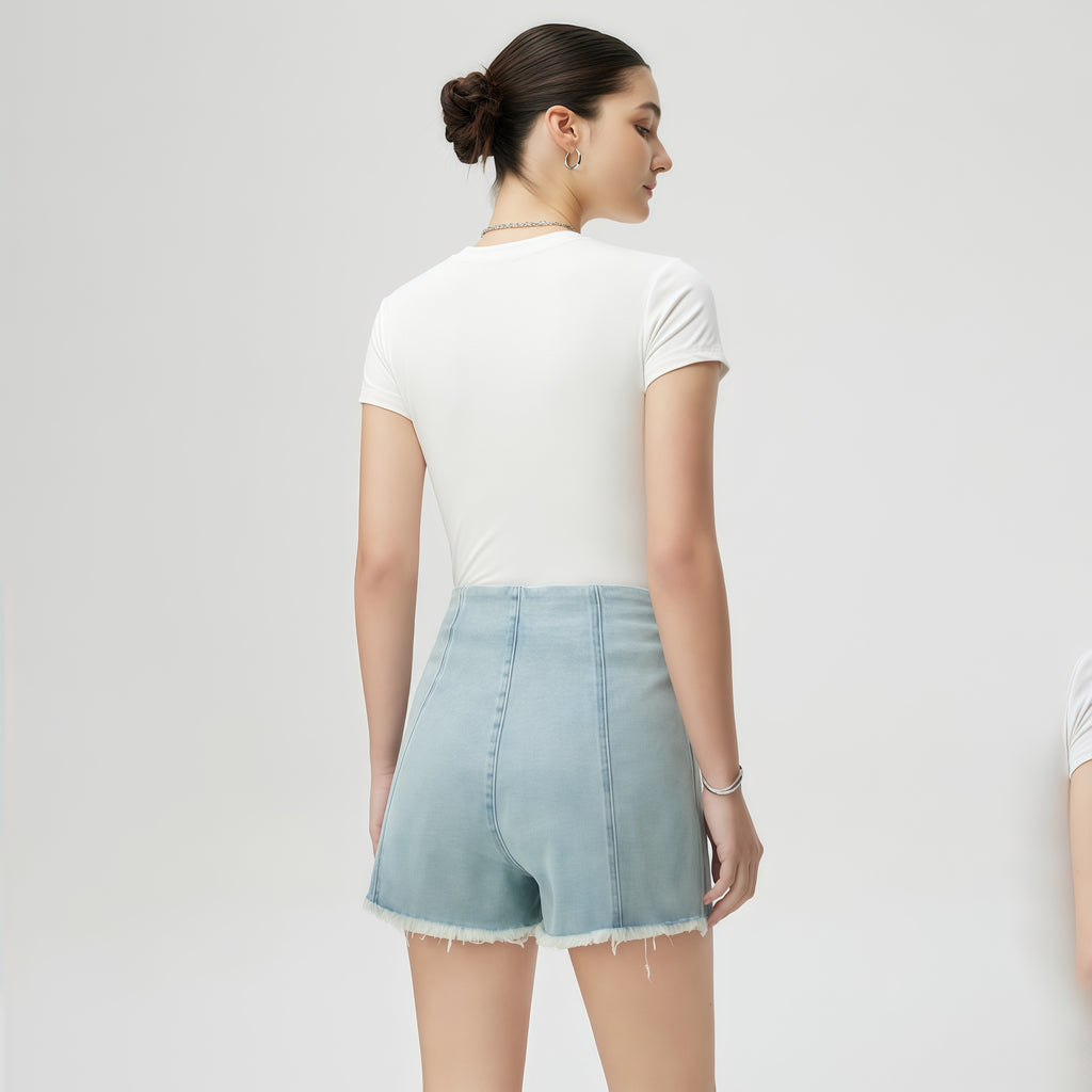 Light Blue Denim Shorts image 3