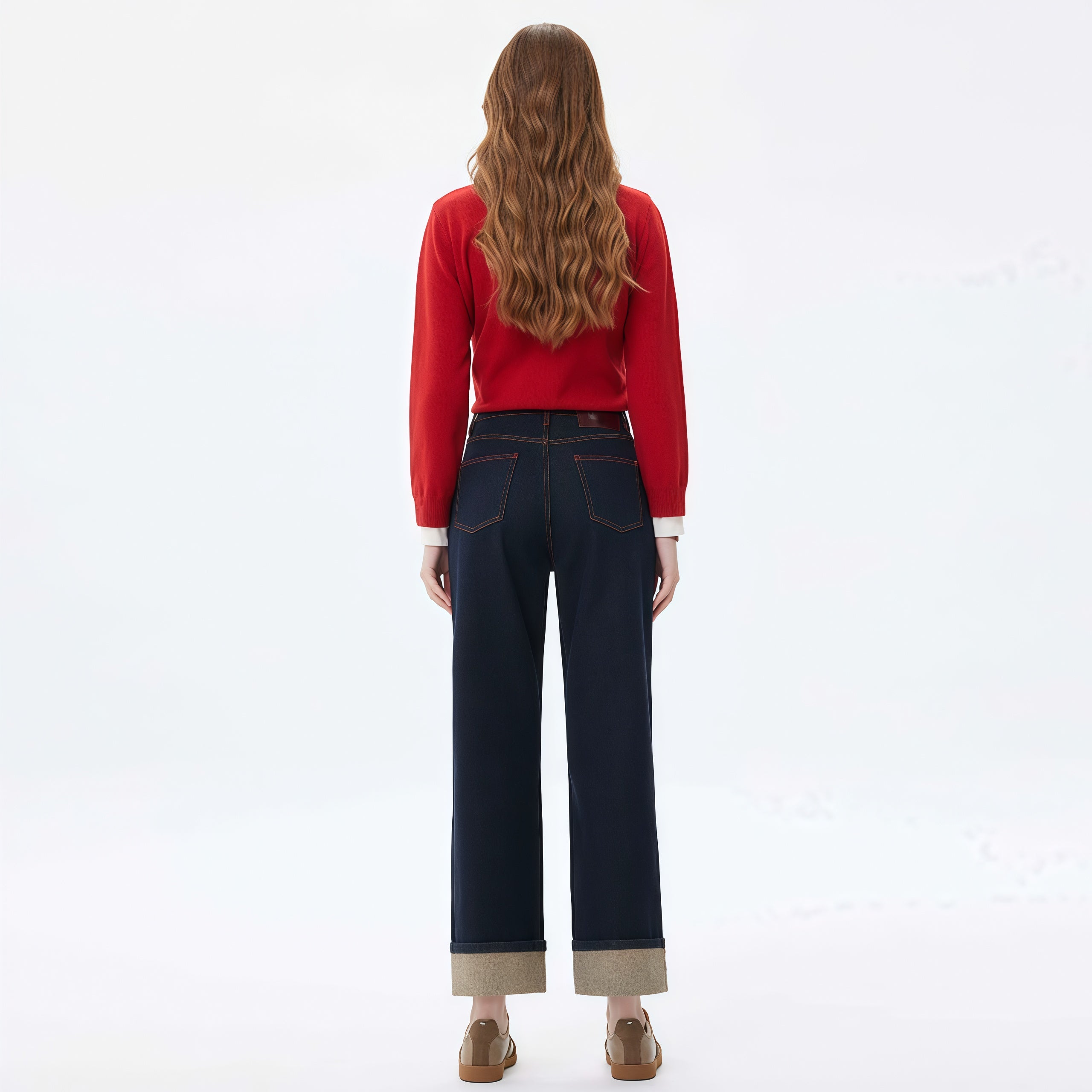 High-Waisted Dark Blue Wide-Leg Jeans image 5