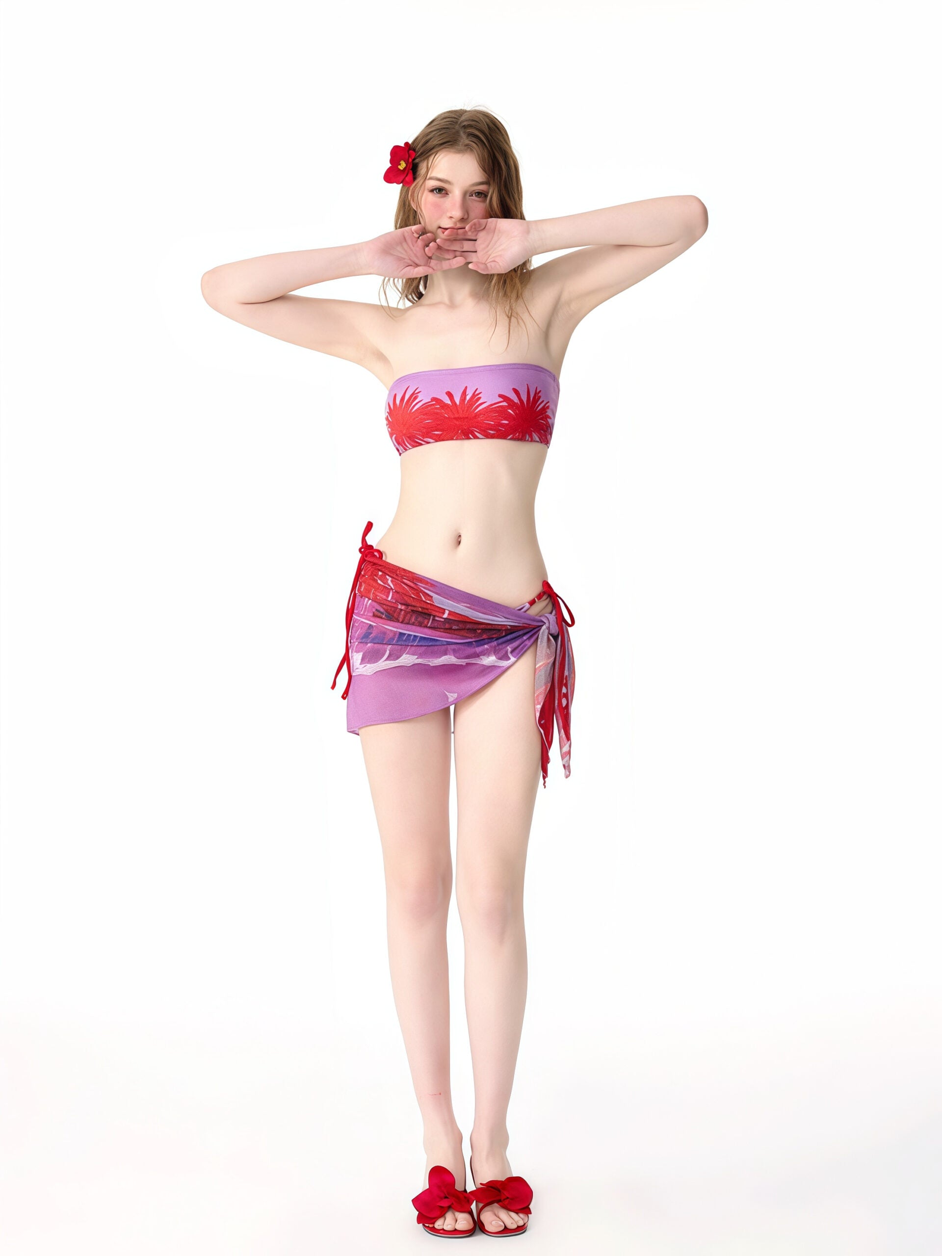 Floral Bandeau Bikini with Matching Skirt image 1