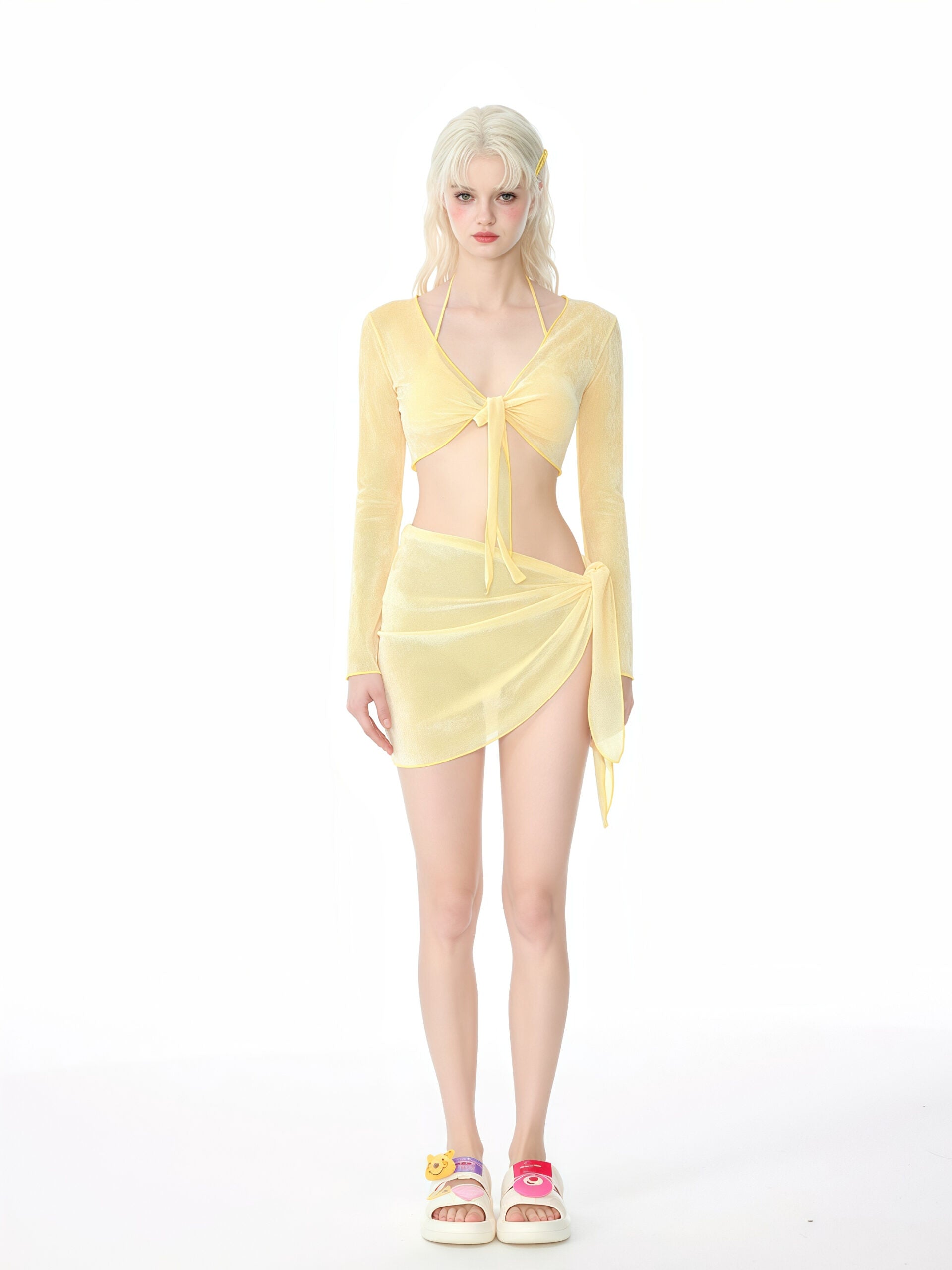 Bright Yellow Tie-Front Bikini image 0