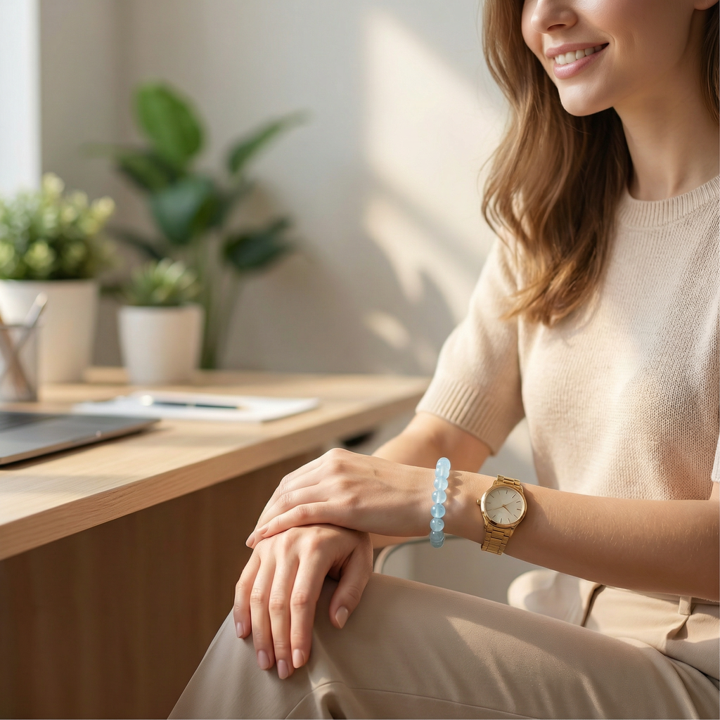 Ice-transparent Aquamarine bracelet