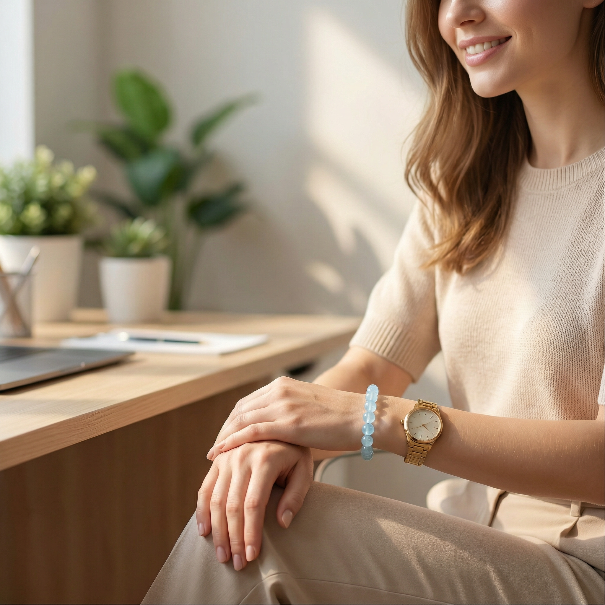 Ice-transparent Aquamarine bracelet