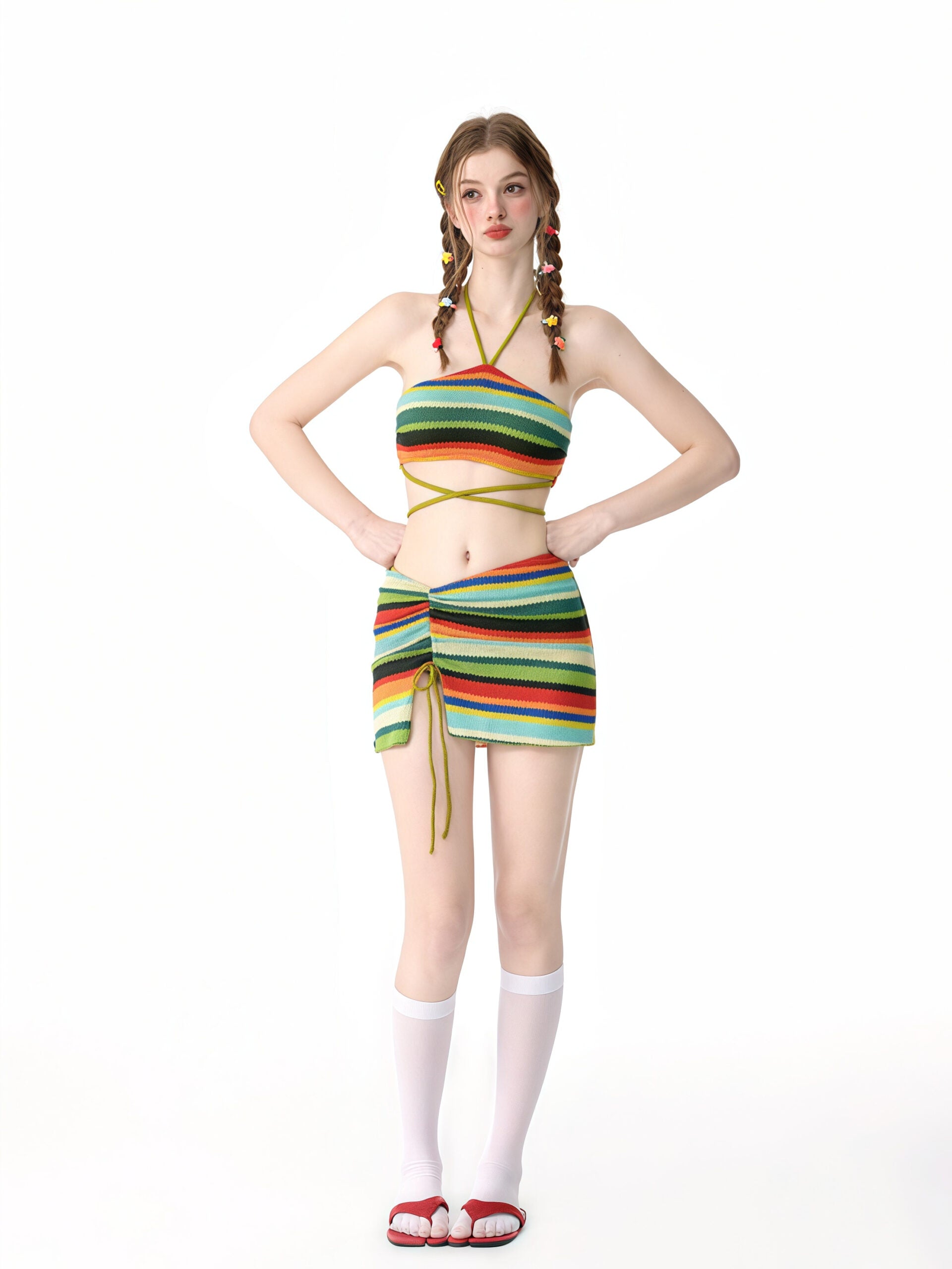 Colorful Striped Bikini Set image 1