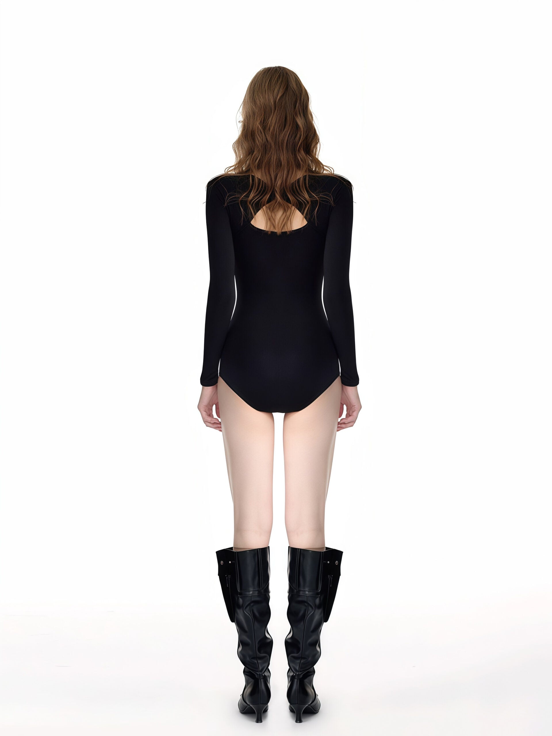 Black Long-Sleeve Swimsuit image 2