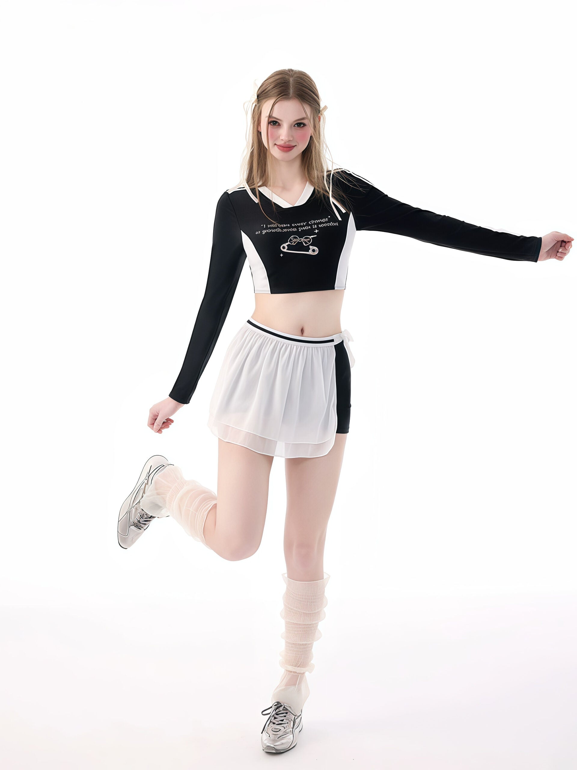 Black and White Sporty Two-Piece Set image 3