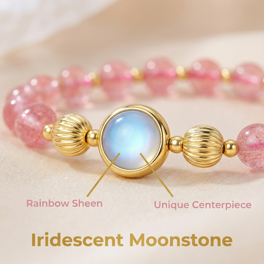 Moonstone strawberry crystal bracelet