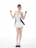 White and Black Halter Swimdress image 1