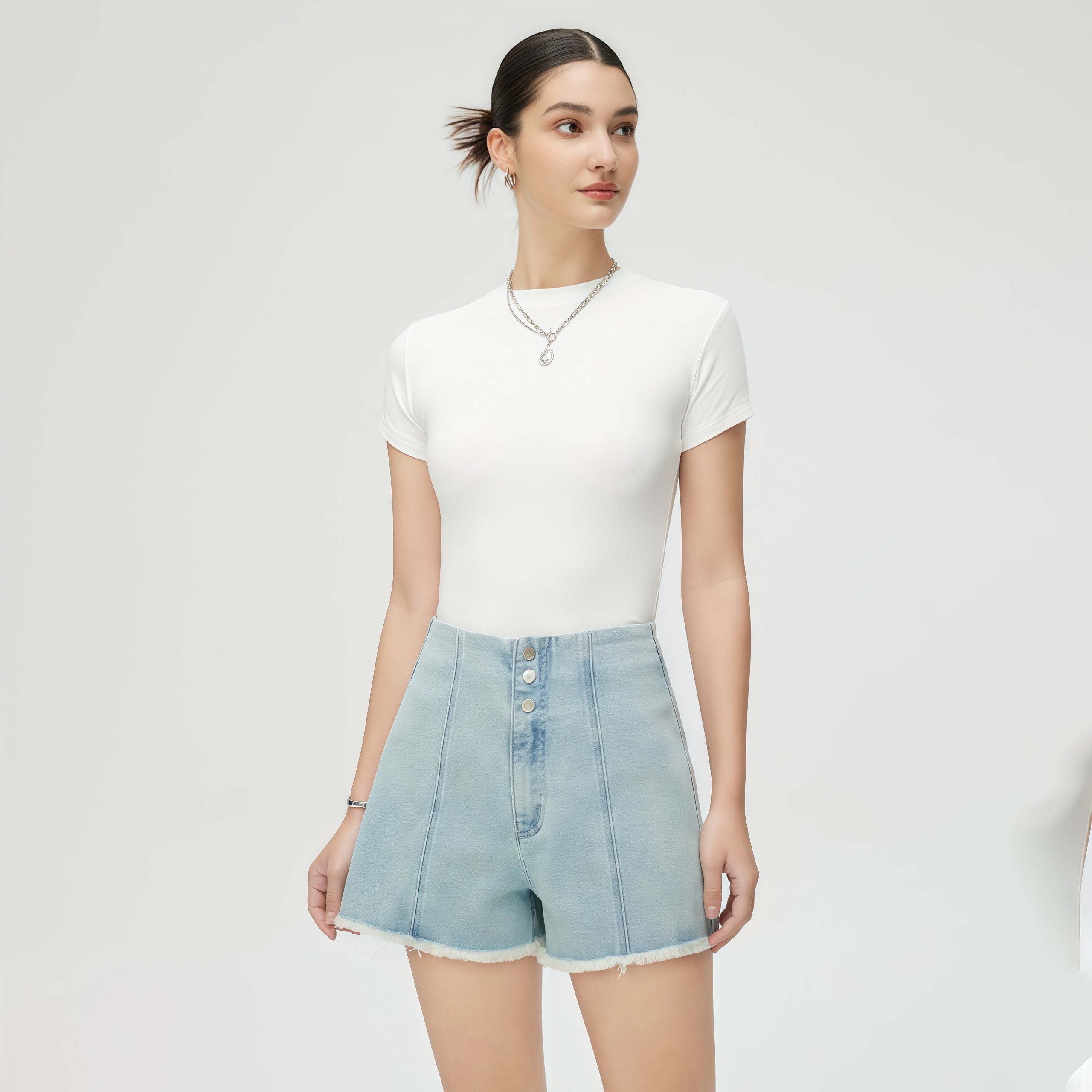 Light Blue Denim Shorts image 2