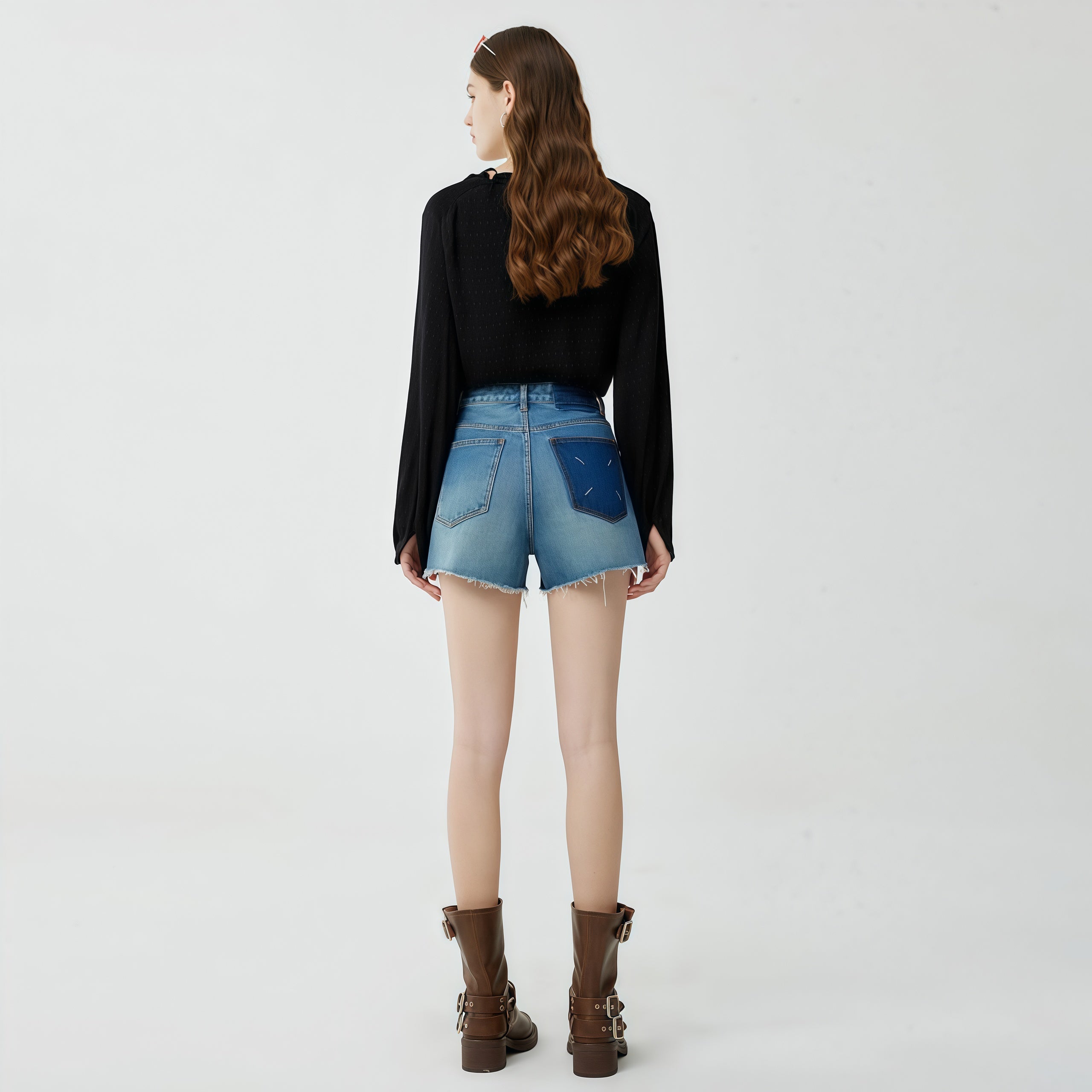 High-Waisted Denim Shorts image 2