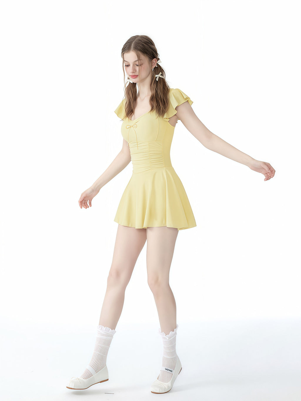 Cute Yellow Skirted Swimsuit image 1