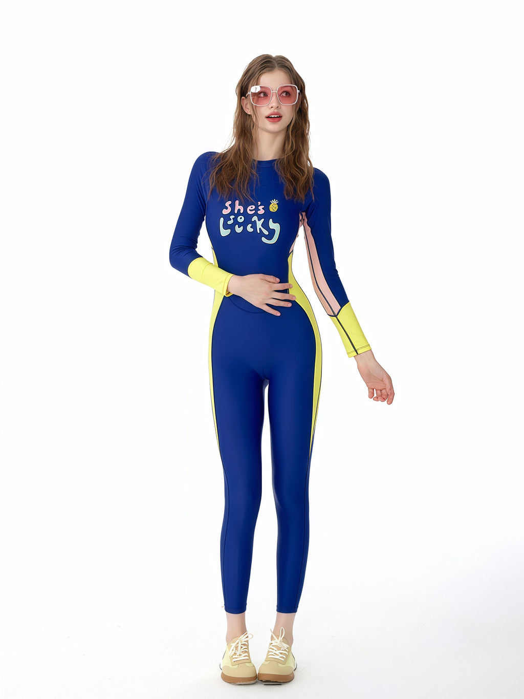 Blue Wetsuit with "She's So Lucky" Print image 0