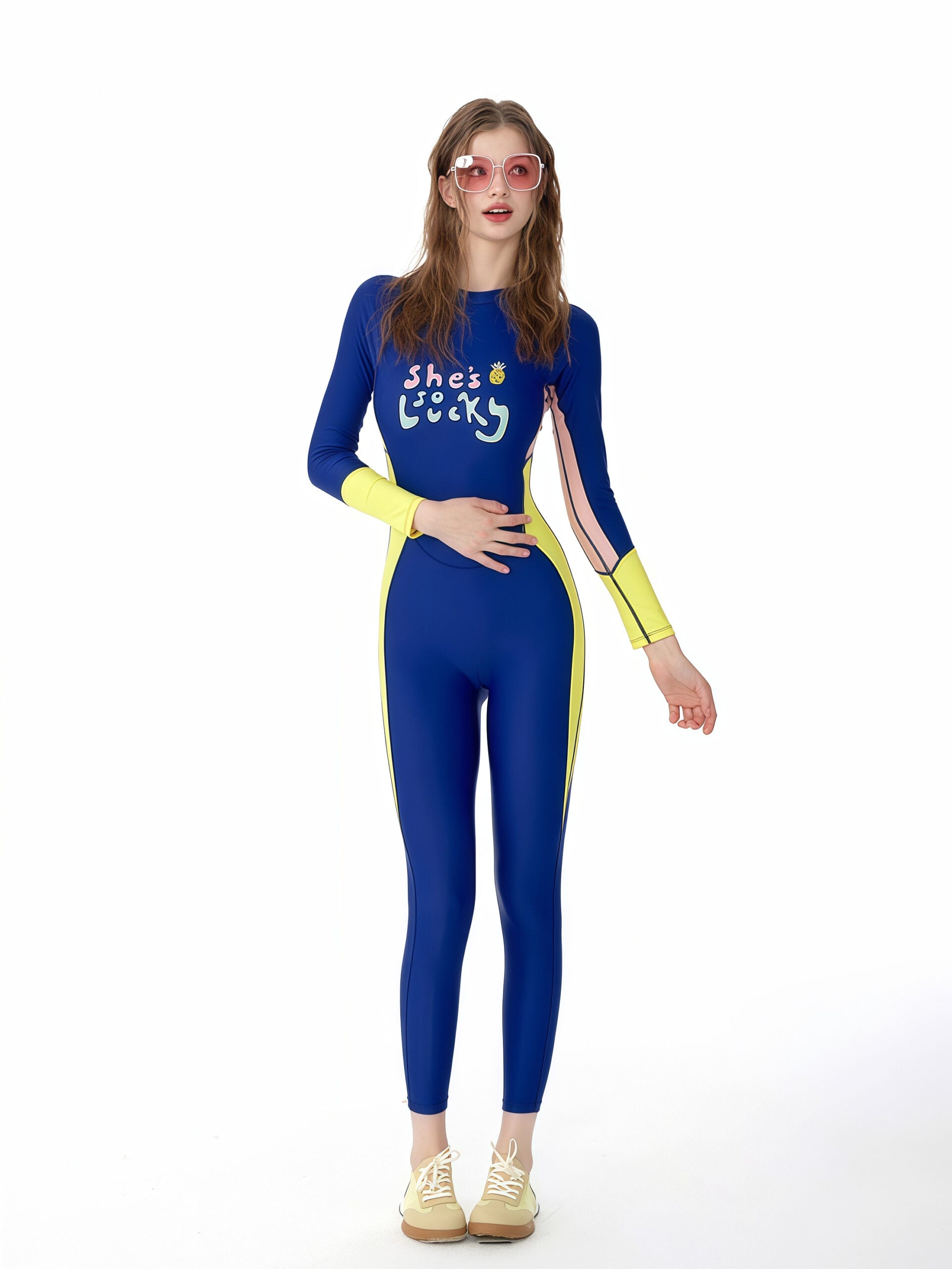 Blue Wetsuit with "She's So Lucky" Print image 0