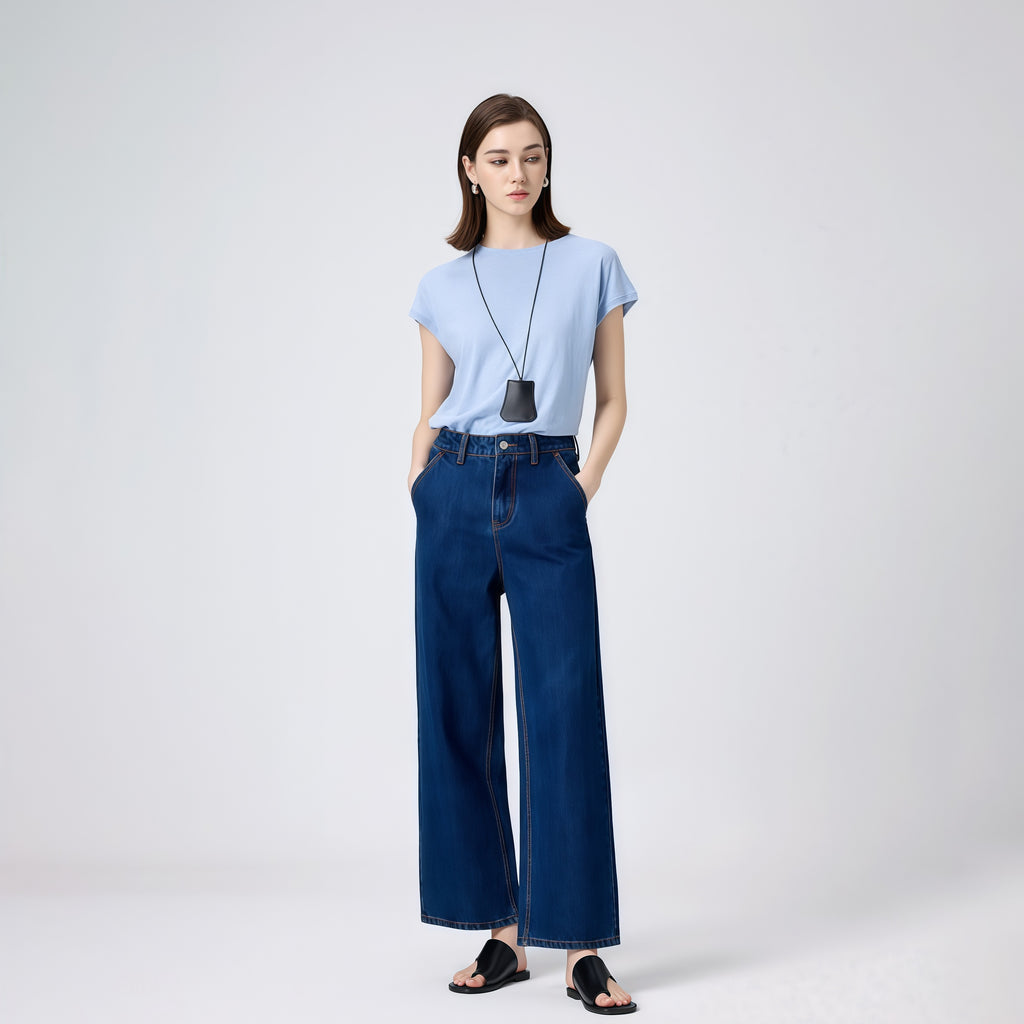 High-Waisted Relaxed-Fit Wide-Leg Jeans image 1