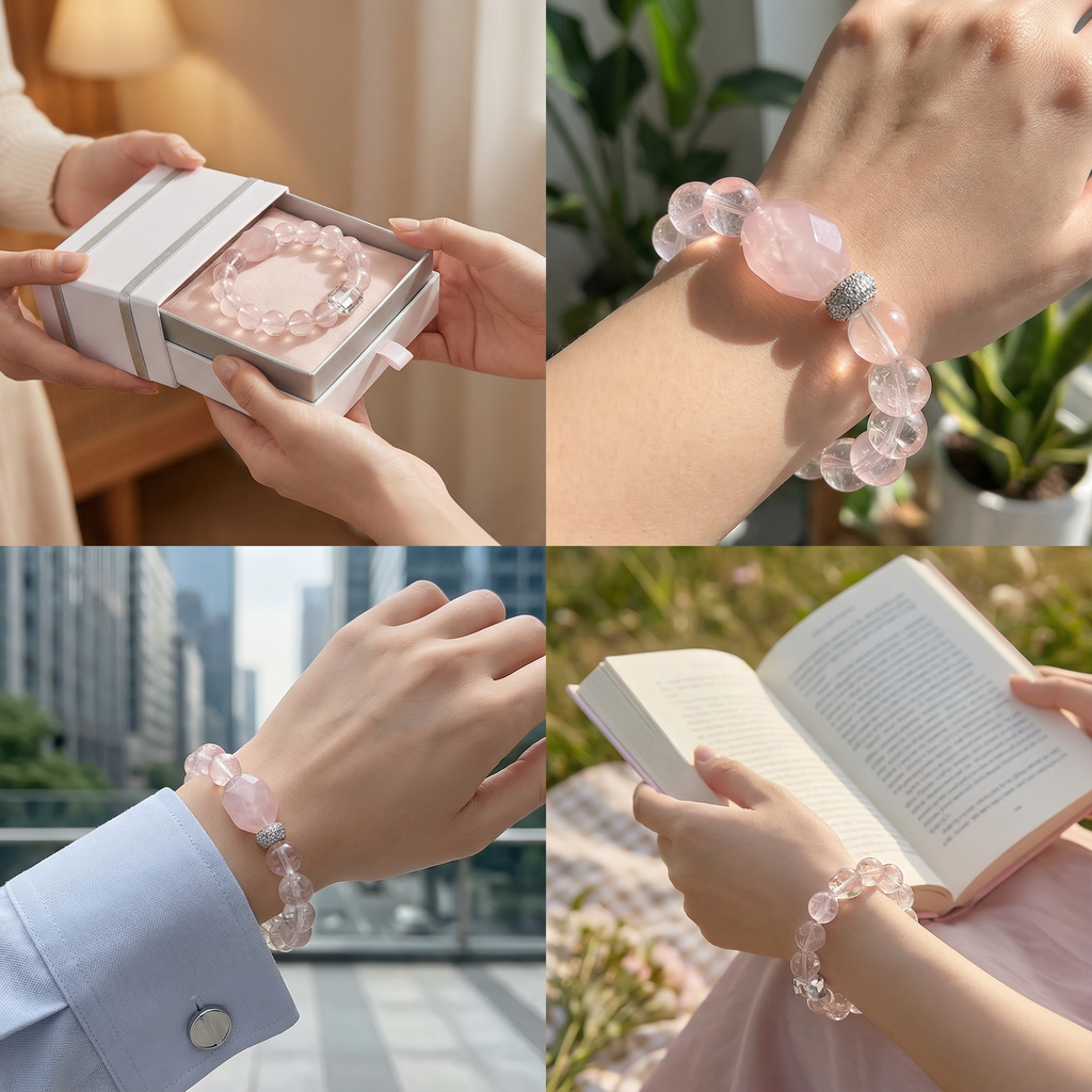 Pure natural pink crystal bracelet