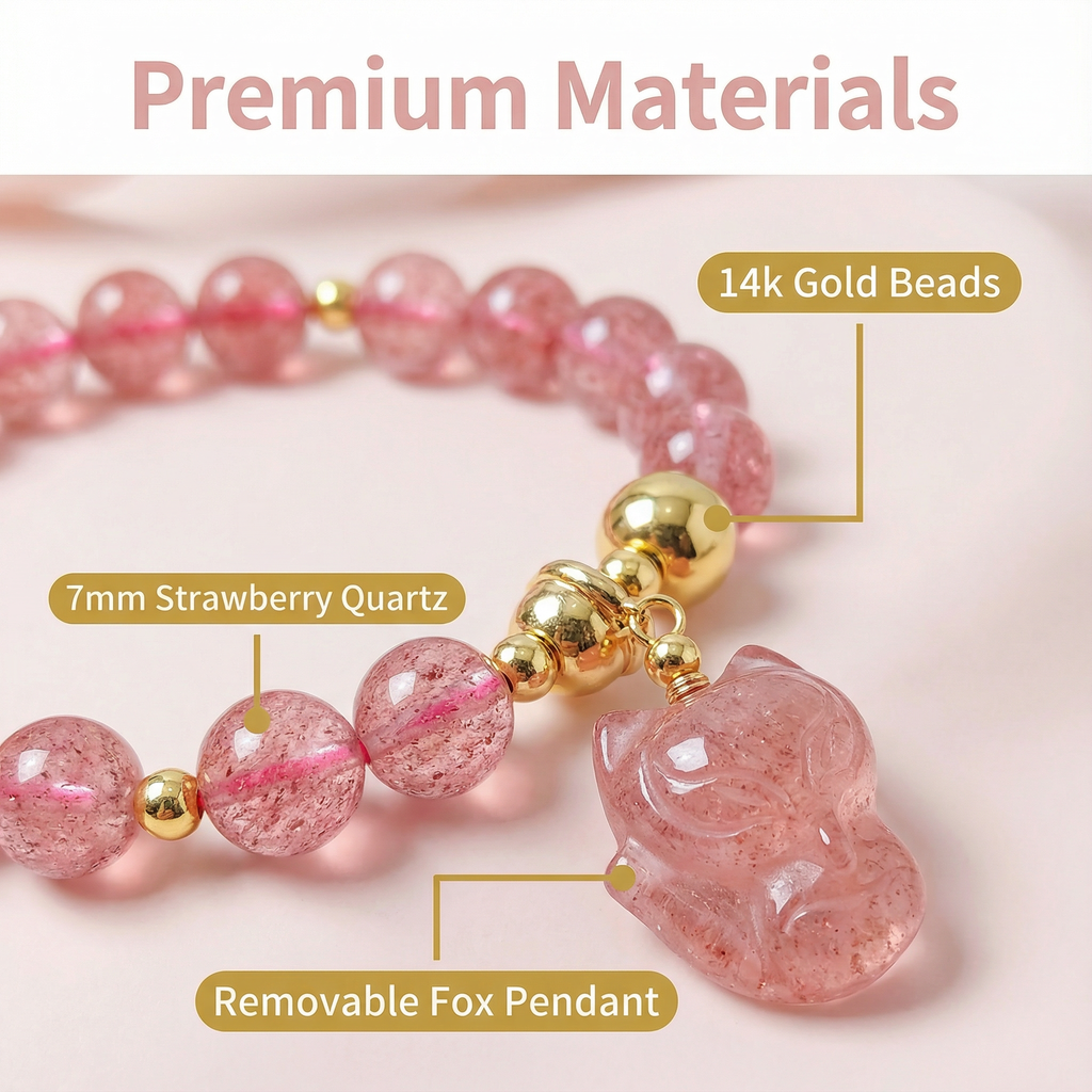 Strawberry Crystal Fox Hand Chain
