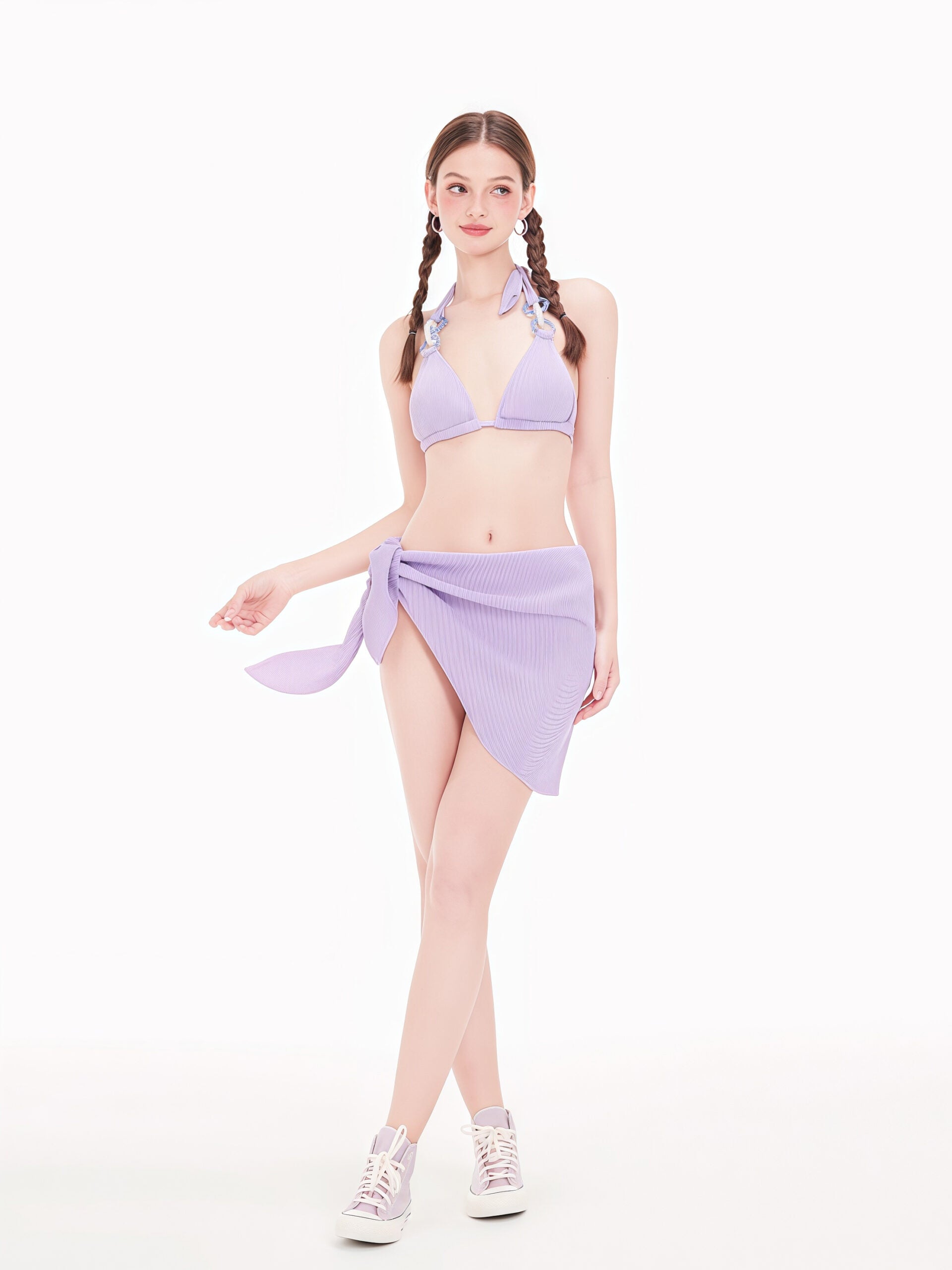 Lavender Triangle Bikini with Stylish Ring Detail image 0