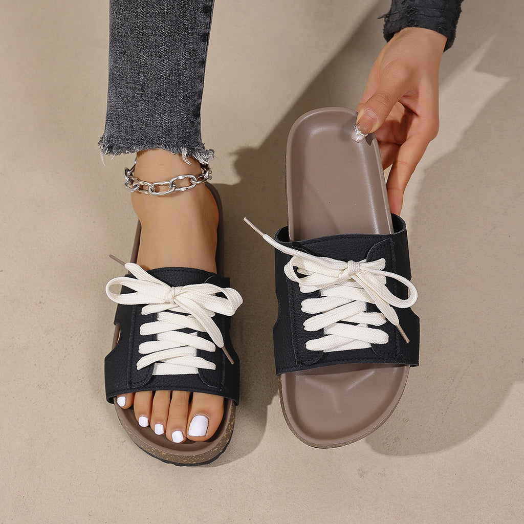 Trendy Lace-Up Slide Sandals
