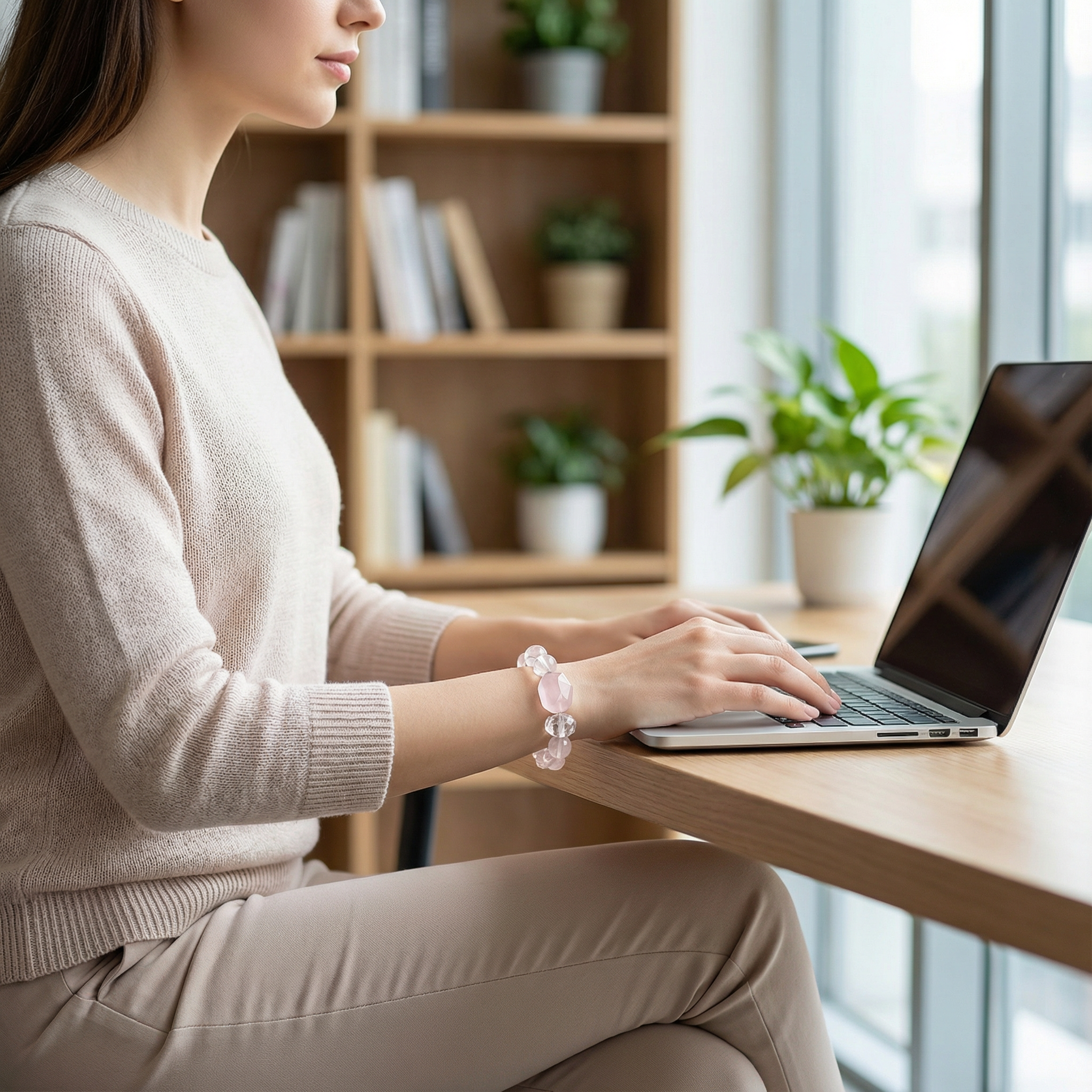 Pure natural pink crystal bracelet
