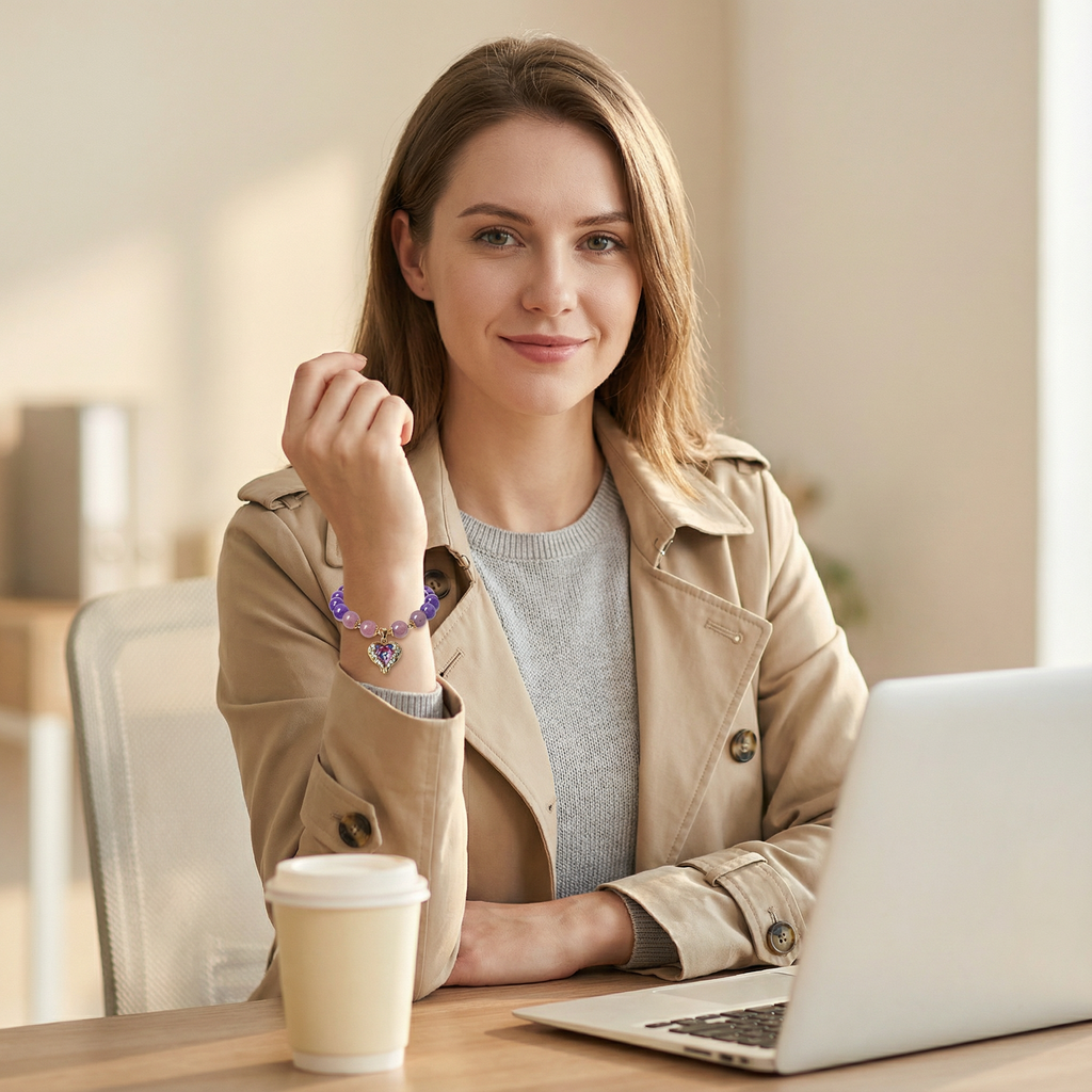 Amethyst - Ocean Heart Bracelet