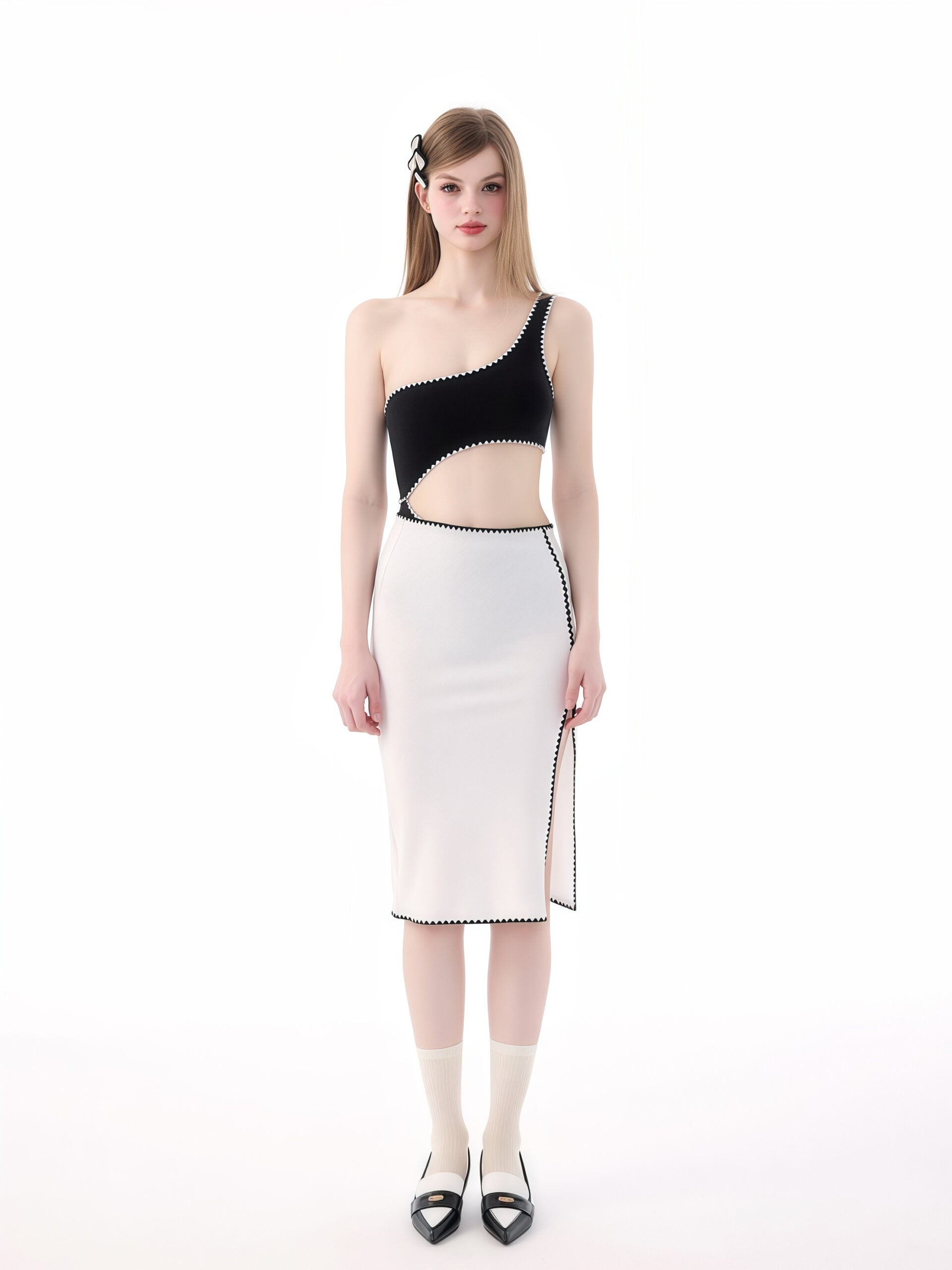 Black One-Shoulder Swimsuit image 3