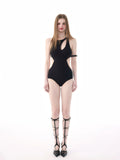 Modern Black One-Piece Swimsuit with Cut-Out Details image 0