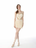 Heart-Shaped Swim Dress with Pleated Skirt image 0