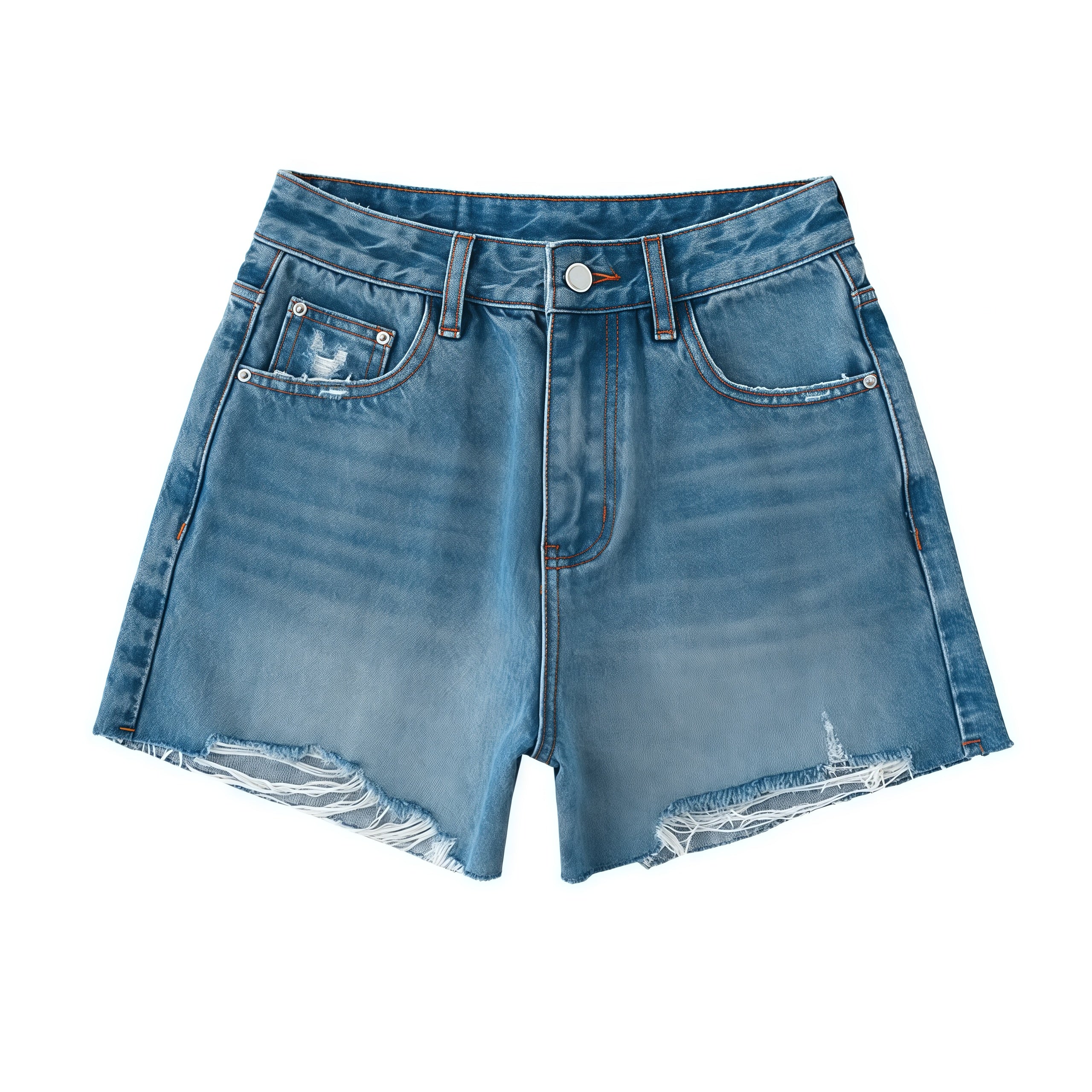 High-Waisted Denim Shorts image 3