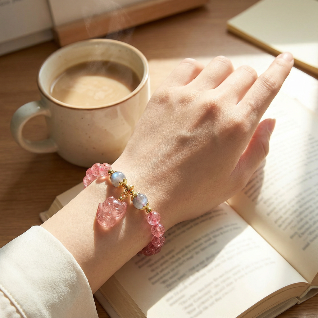 Strawberry Crystal Fox Hand Chain