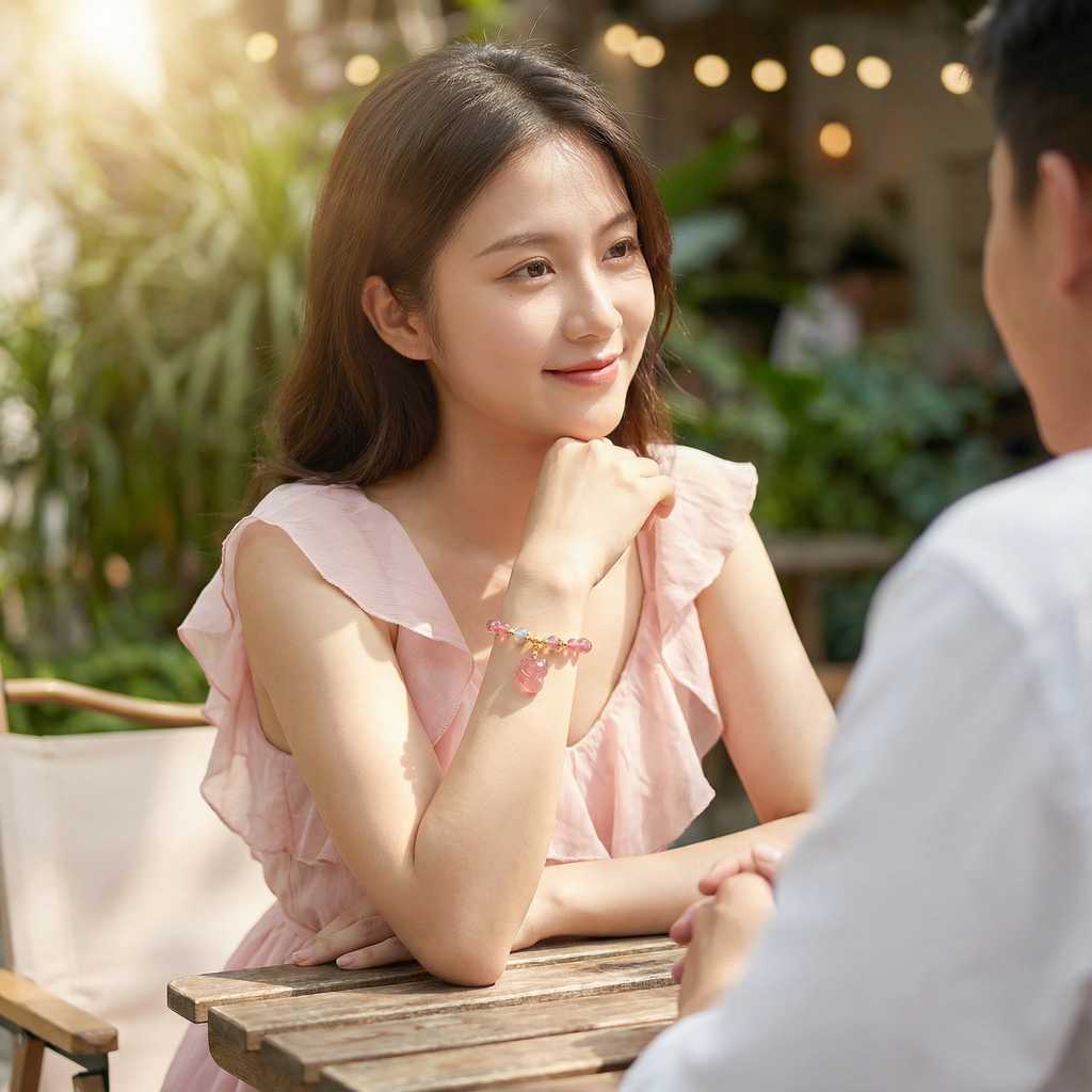 Strawberry Crystal Fox Hand Chain