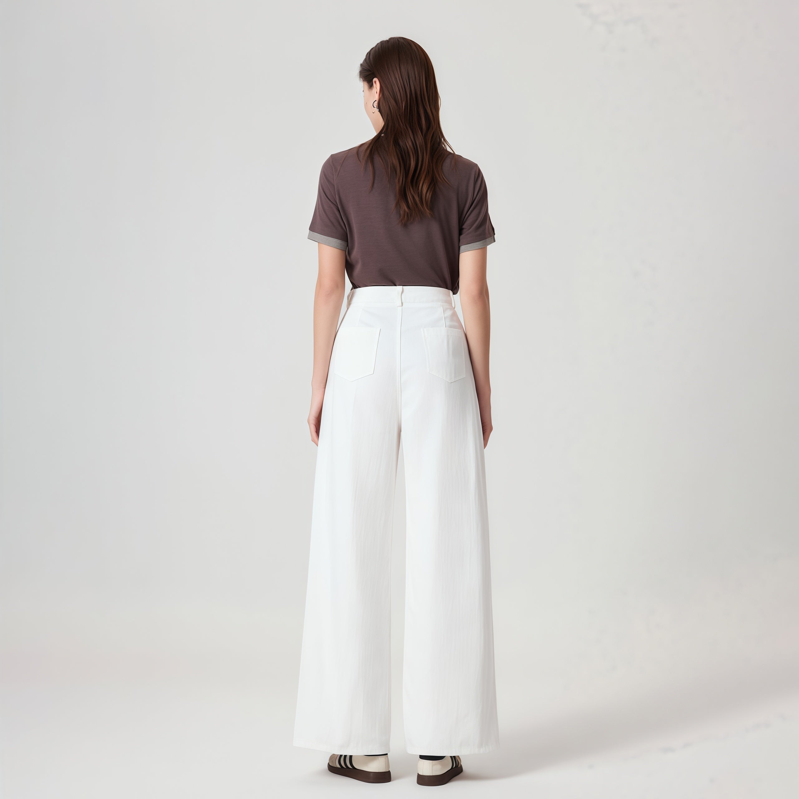 High-Waisted White Wide-Leg Pants image 2